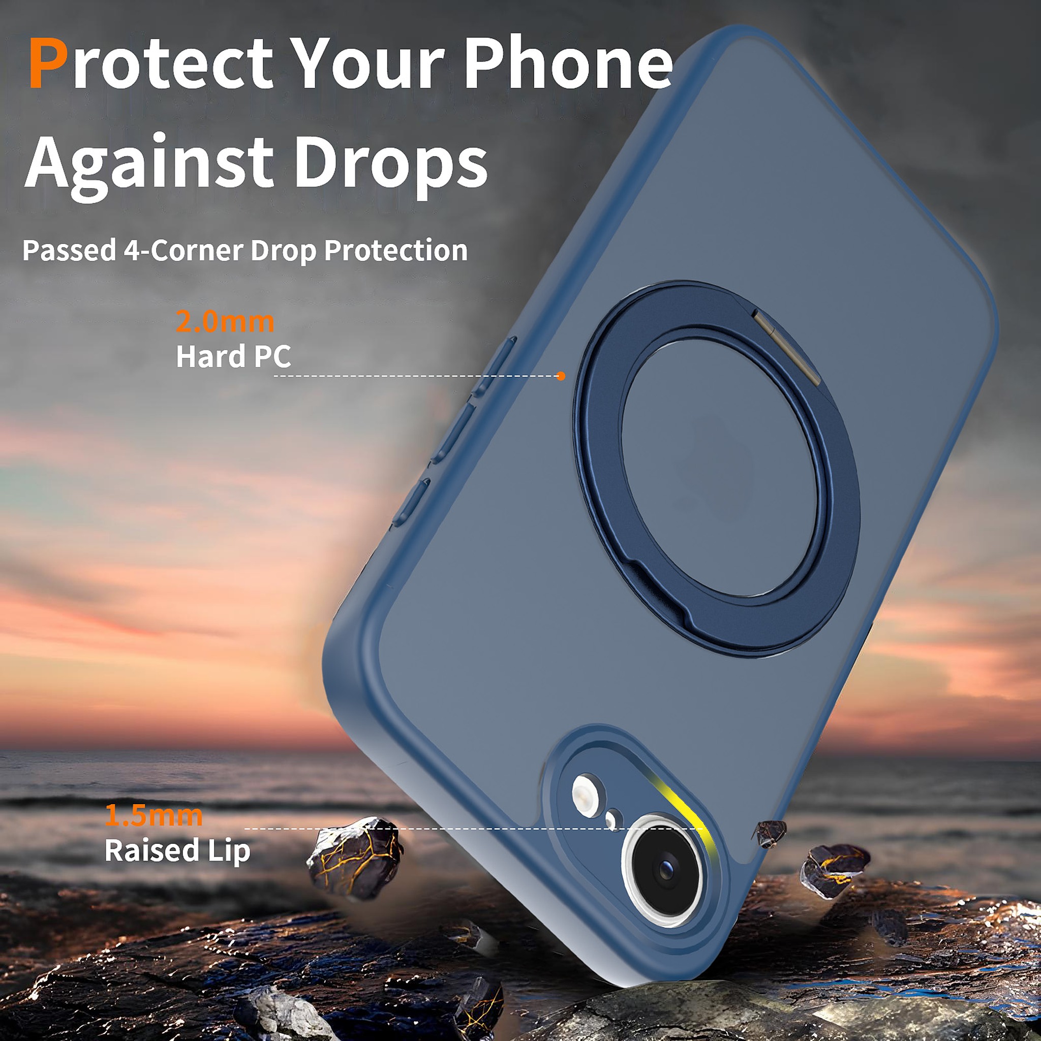 SendaFit Precise-Cutout Matte Skin-Feel 360° Stand Case for iPhone 16e detail 1