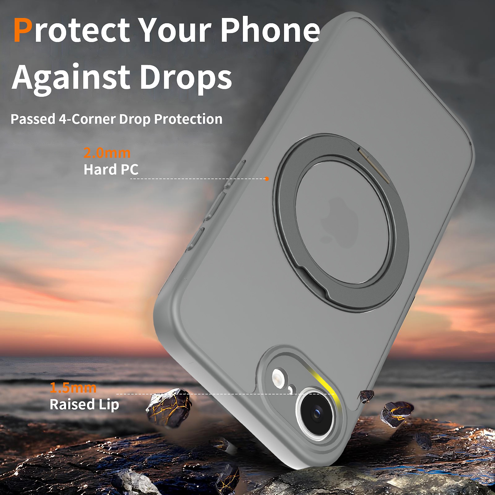 SendaFit Precise-Cutout Matte Skin-Feel 360° Stand Case for iPhone 16e detail 11