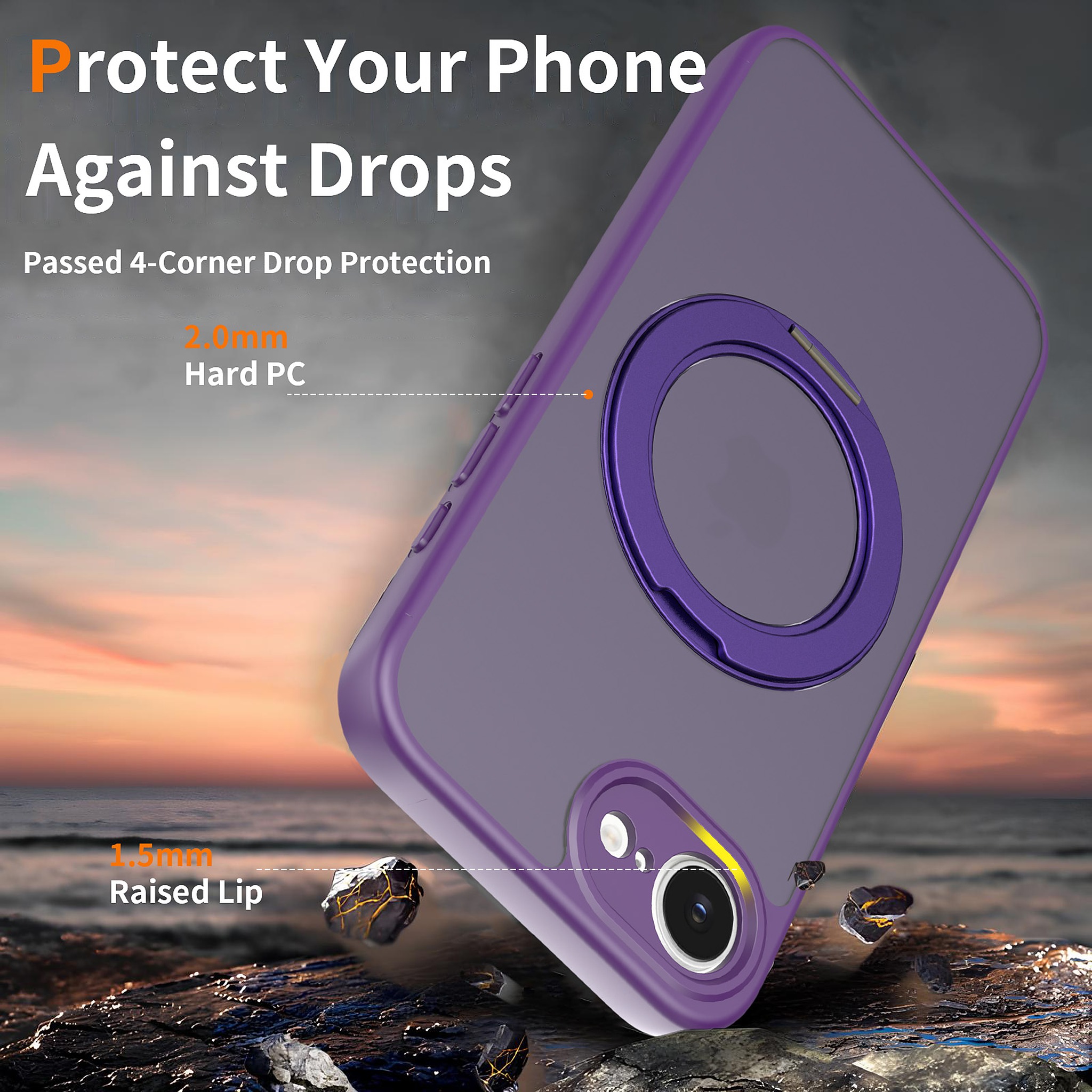 SendaFit Precise-Cutout Matte Skin-Feel 360° Stand Case for iPhone 16e detail 16