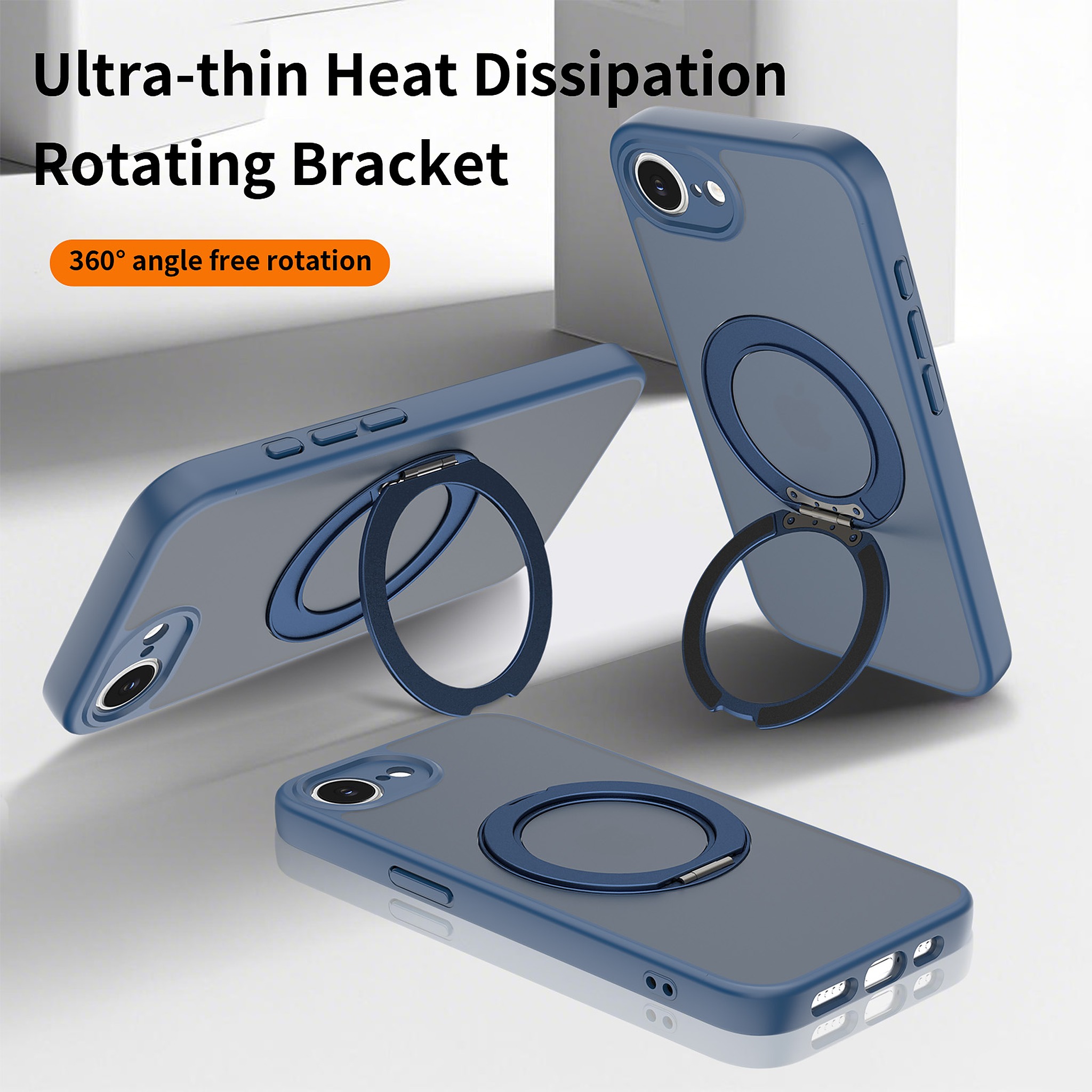 SendaFit Precise-Cutout Matte Skin-Feel 360° Stand Case for iPhone 16e detail 4