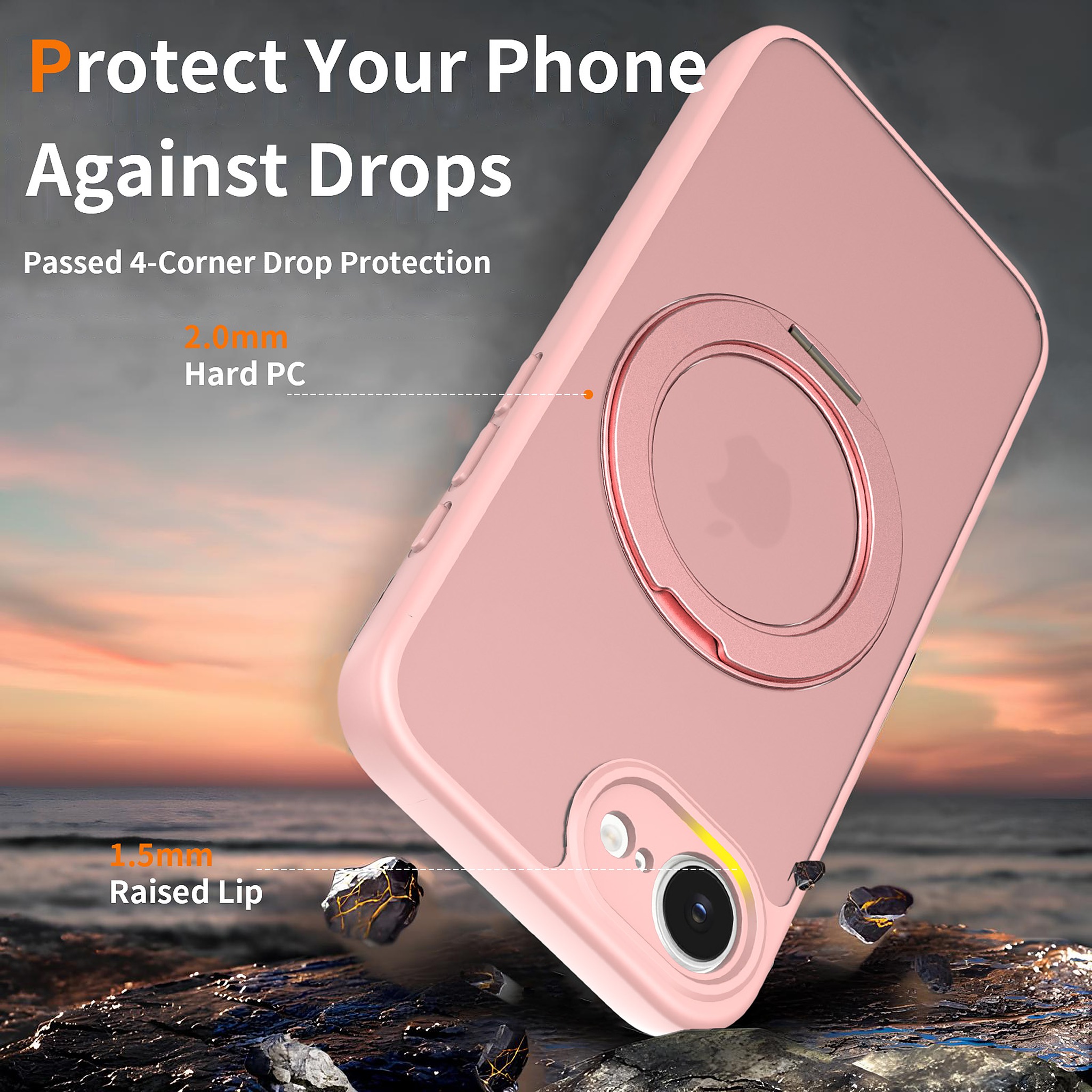 SendaFit Precise-Cutout Matte Skin-Feel 360° Stand Case for iPhone 16e detail 6