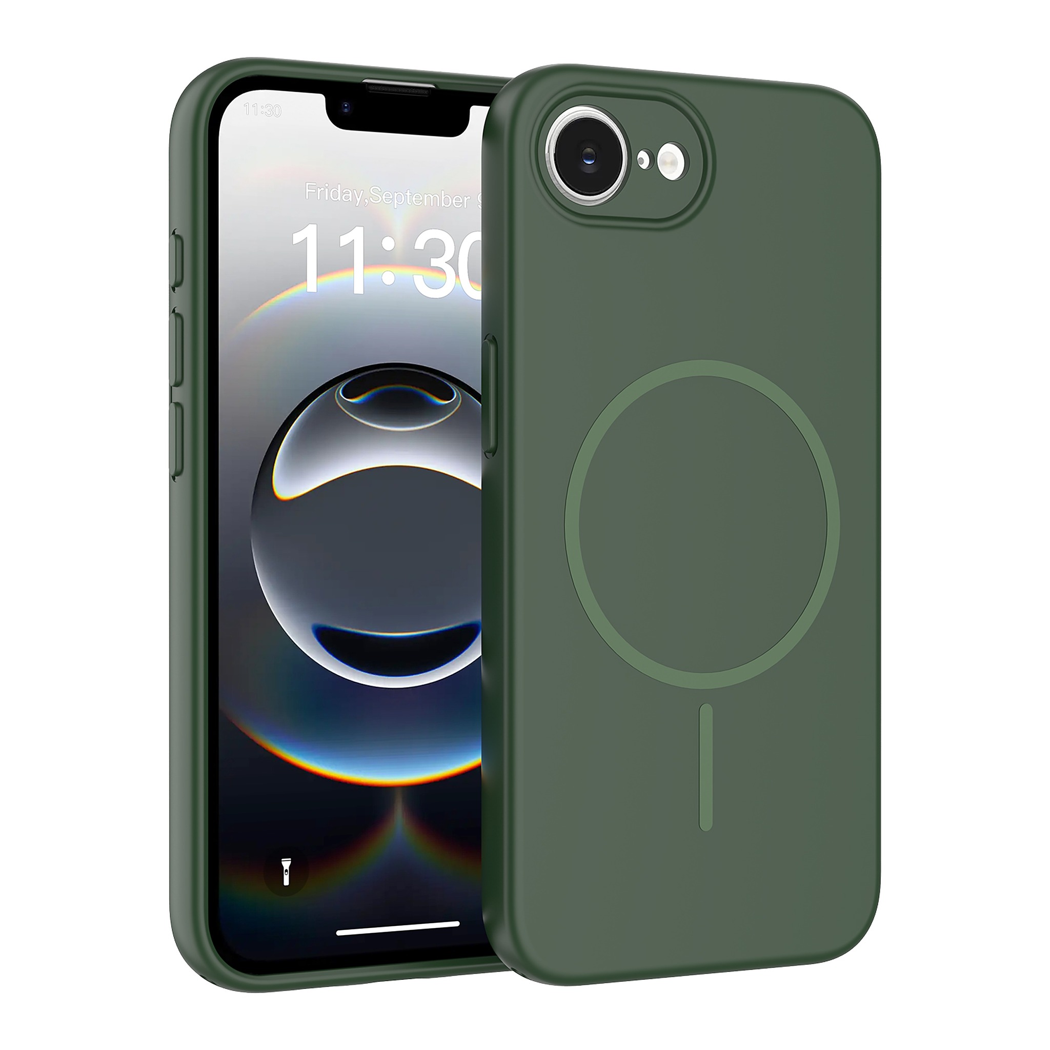 SendaFit Skin-Feel Two-in-One MagSafe Case for iPhone 16e - Dark Green