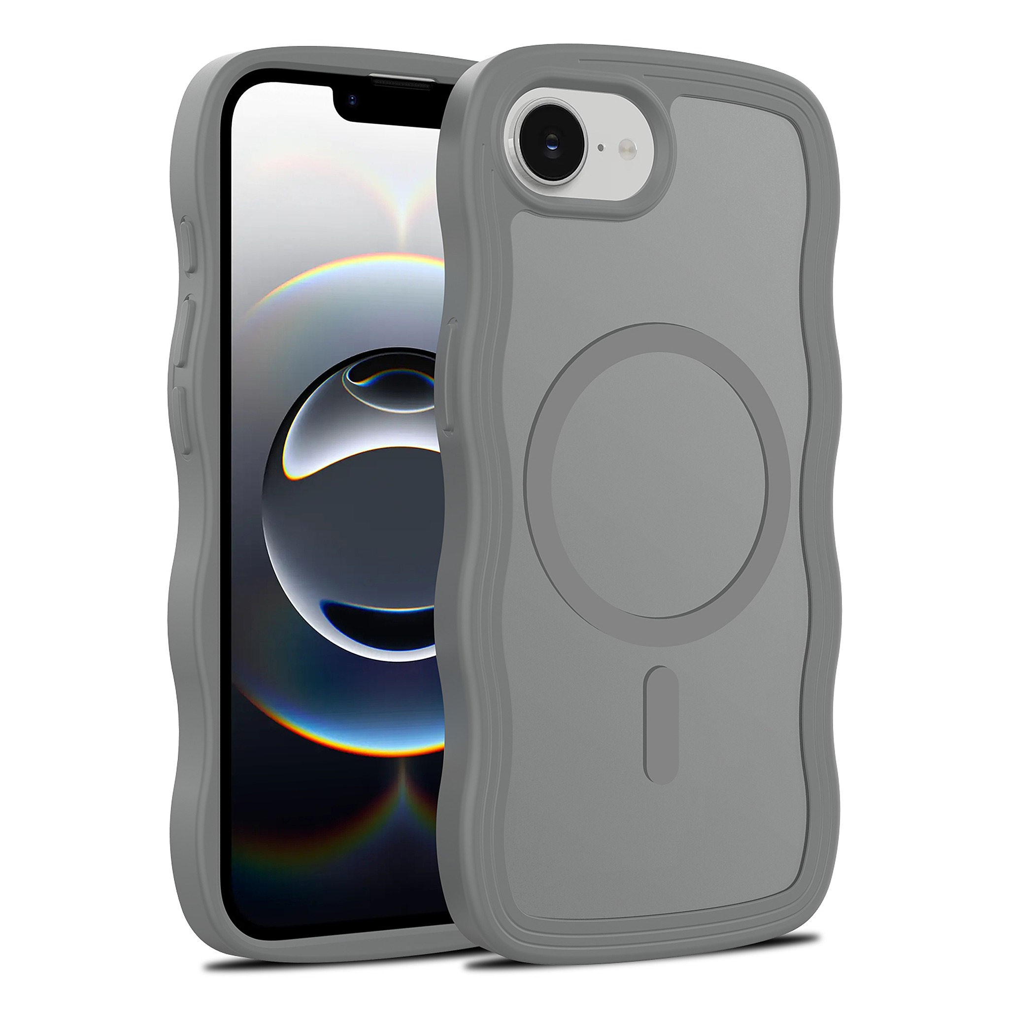 SendaFit Skin-Feel Two-in-One MagSafe Case for iPhone 16e (Orange Accent) - Dark Gray