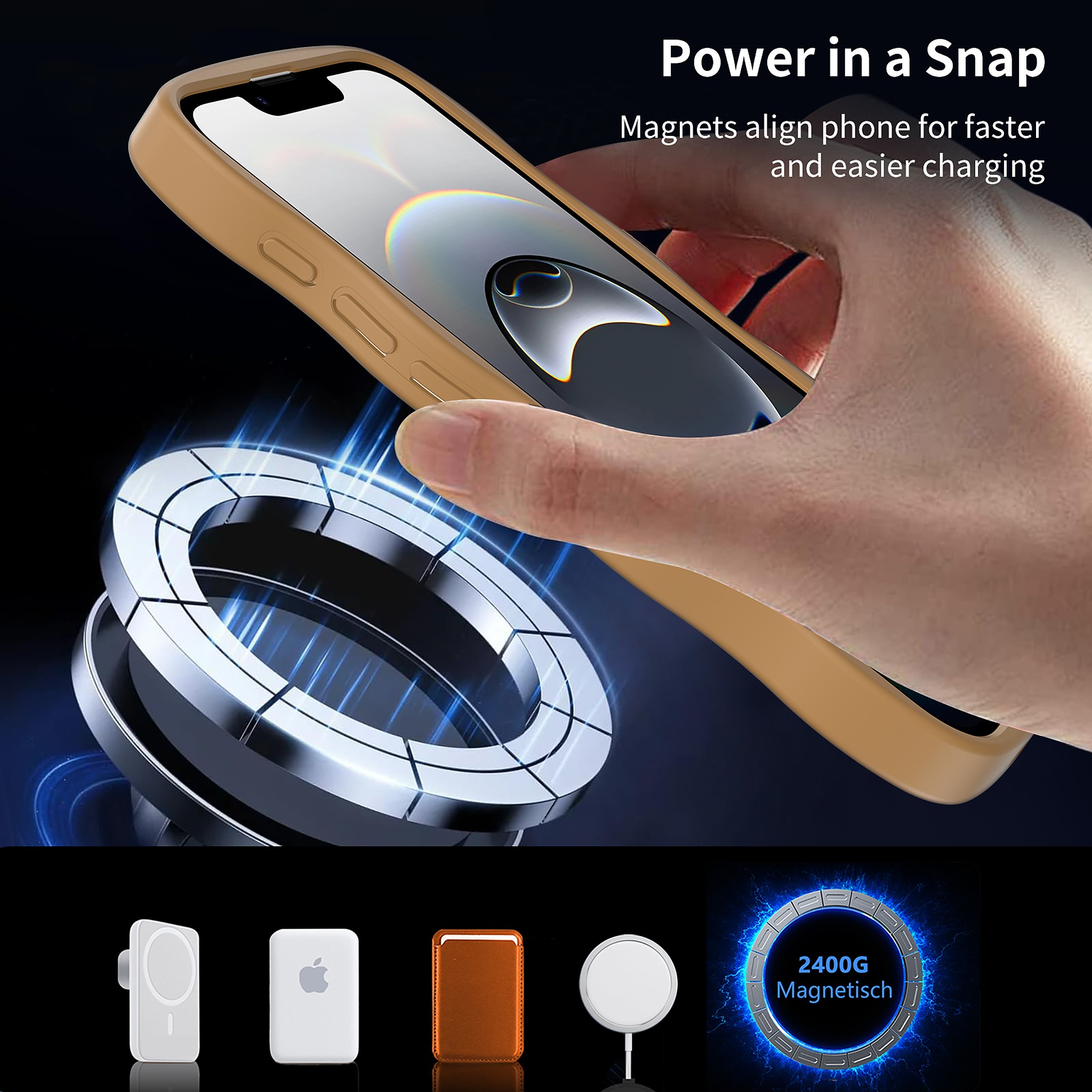 SendaFit Skin-Feel Two-in-One MagSafe Case for iPhone 16e (Orange Accent) detail 1