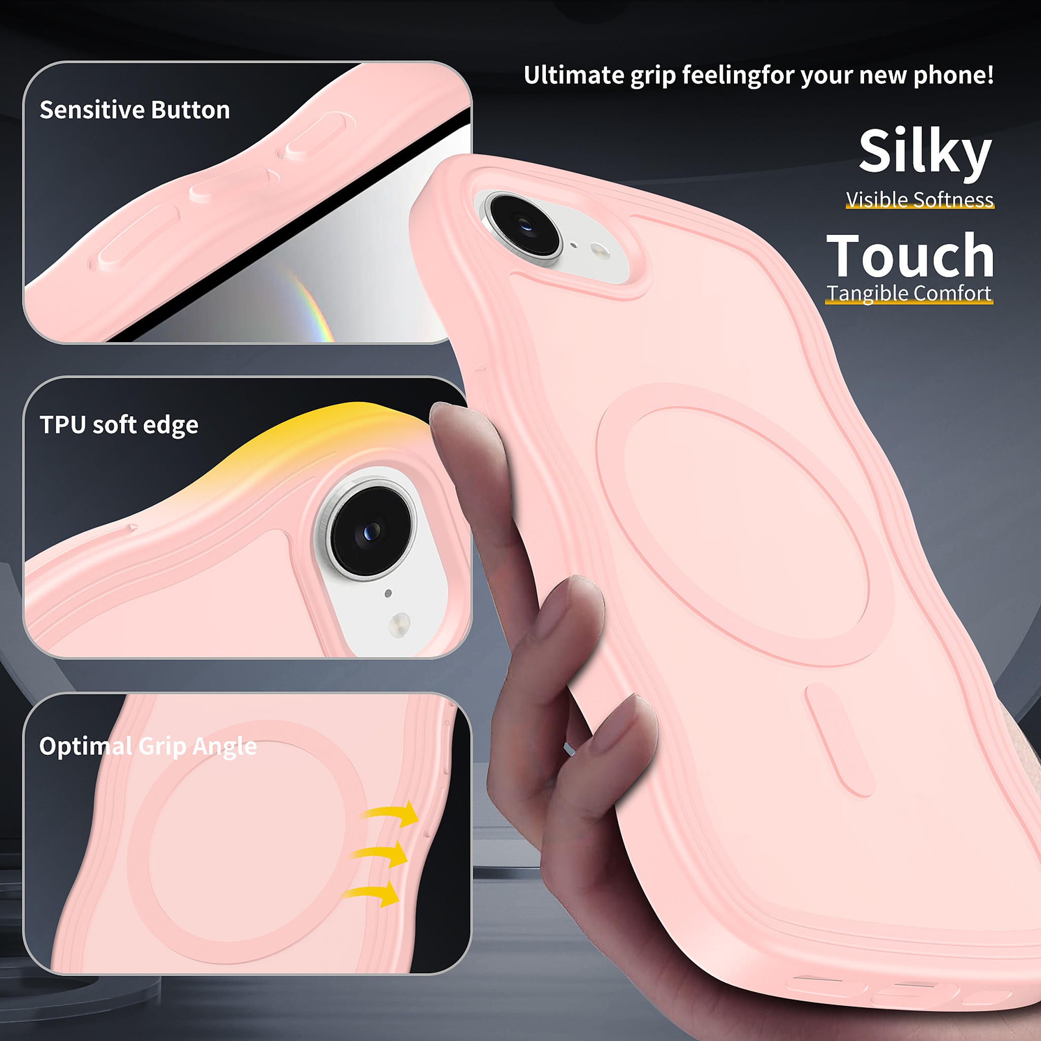 SendaFit Skin-Feel Two-in-One MagSafe Case for iPhone 16e (Orange Accent) detail 11