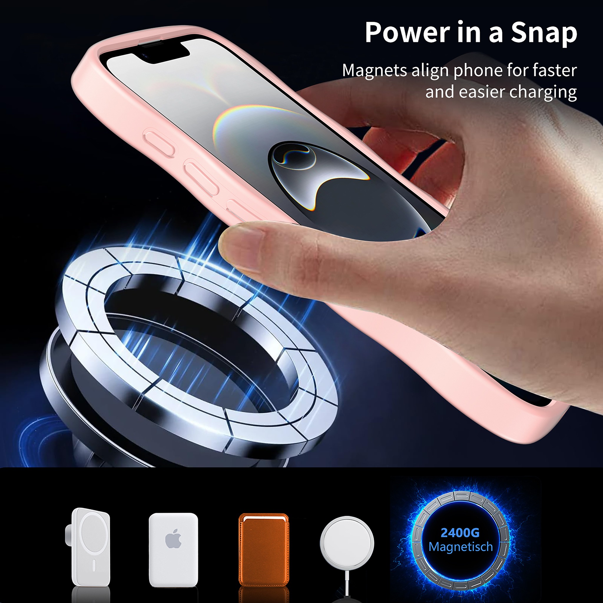 SendaFit Skin-Feel Two-in-One MagSafe Case for iPhone 16e (Orange Accent) detail 15