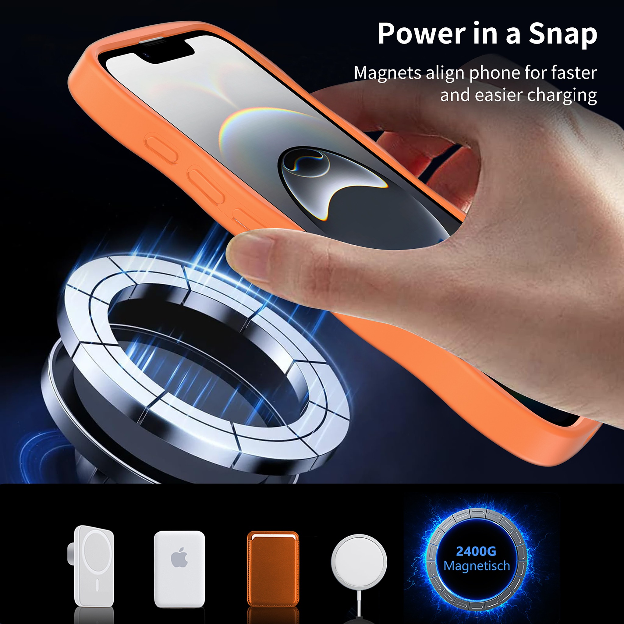 SendaFit Skin-Feel Two-in-One MagSafe Case for iPhone 16e (Orange Accent) detail 23