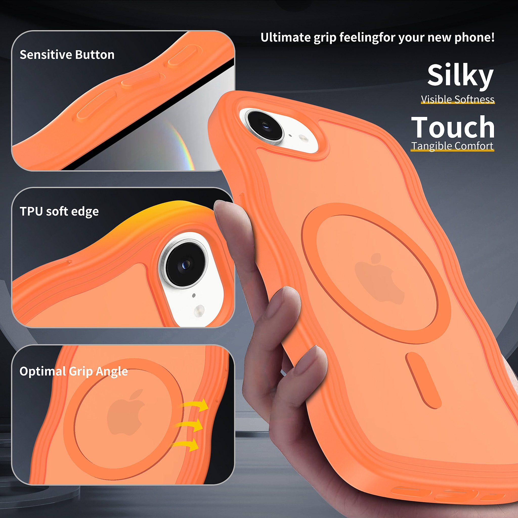 SendaFit Skin-Feel Two-in-One MagSafe Case for iPhone 16e (Orange Accent) detail 27