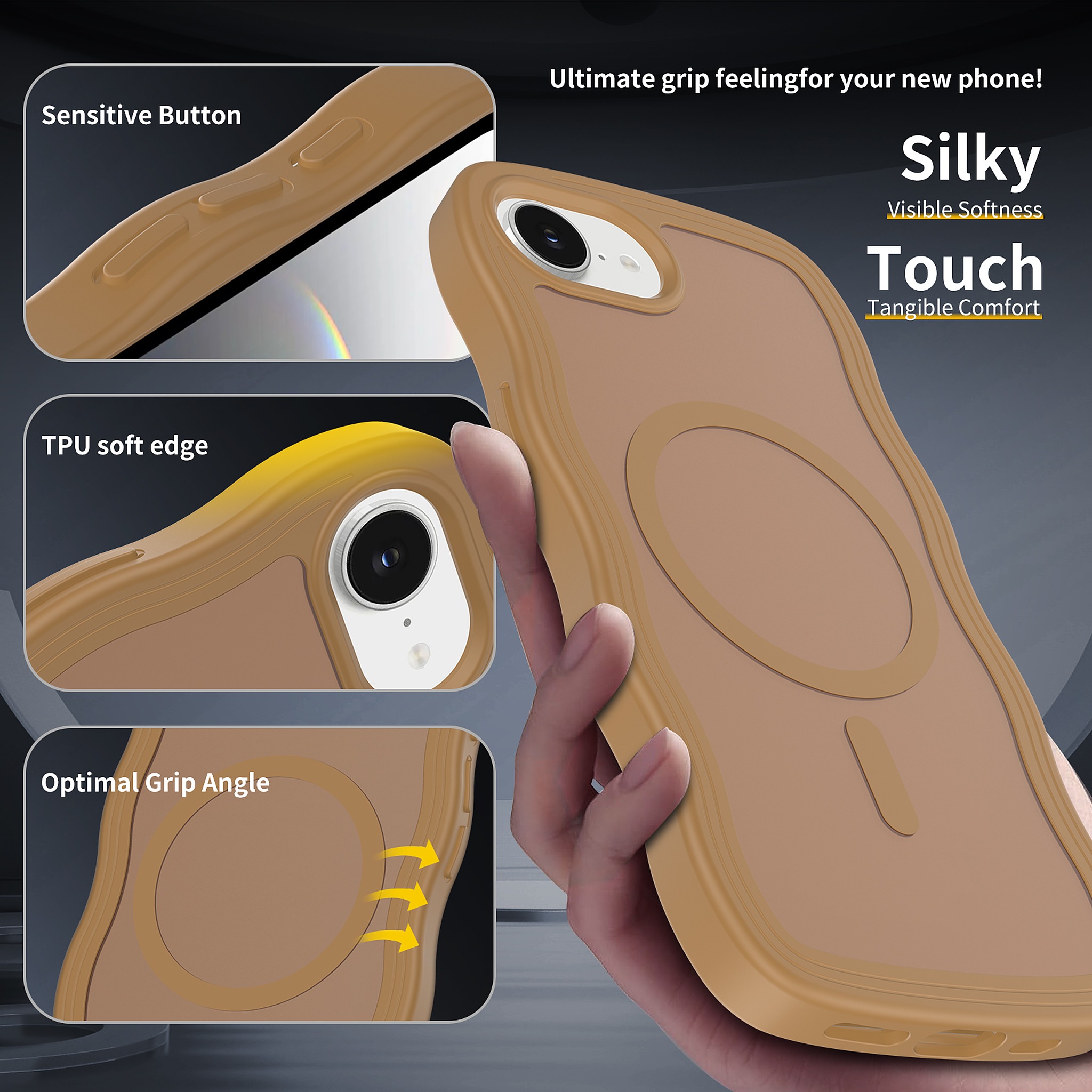 SendaFit Skin-Feel Two-in-One MagSafe Case for iPhone 16e (Orange Accent) detail 30