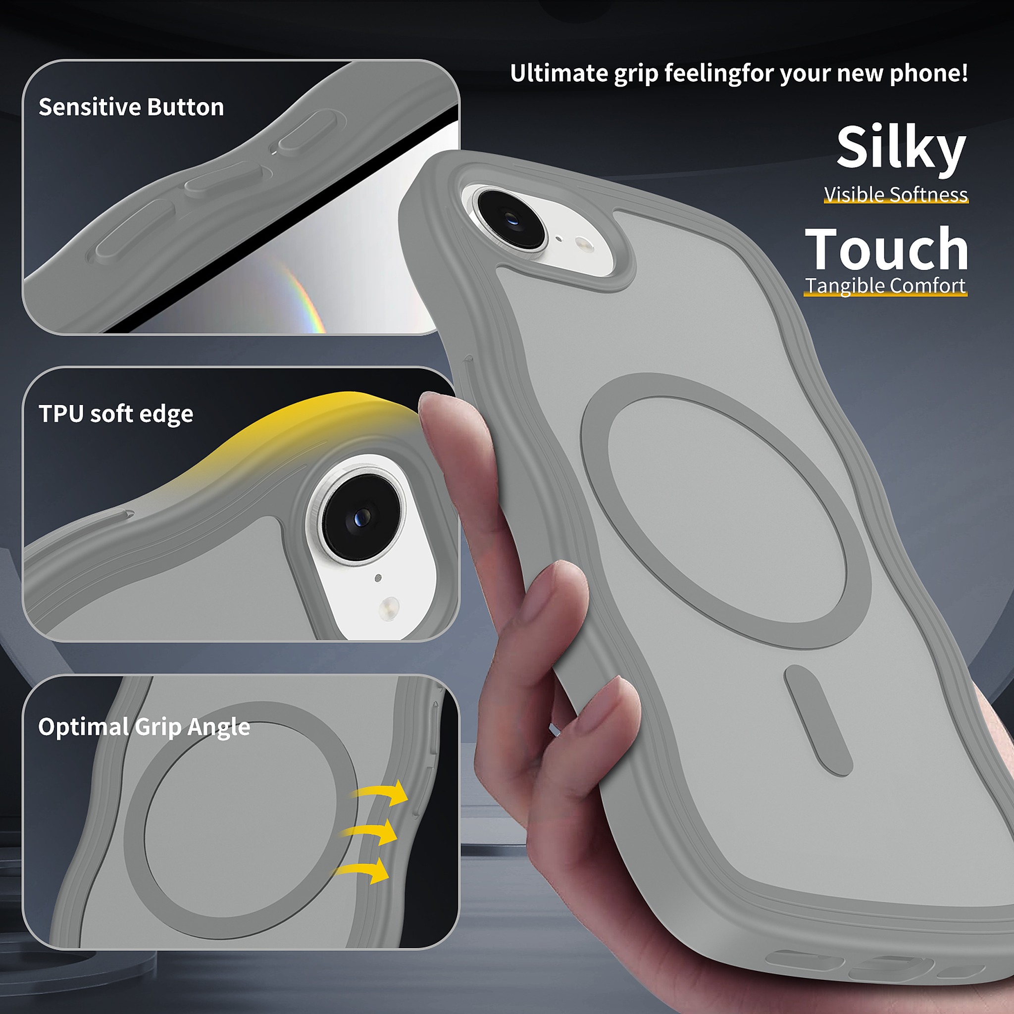 SendaFit Skin-Feel Two-in-One MagSafe Case for iPhone 16e (Orange Accent) detail 6