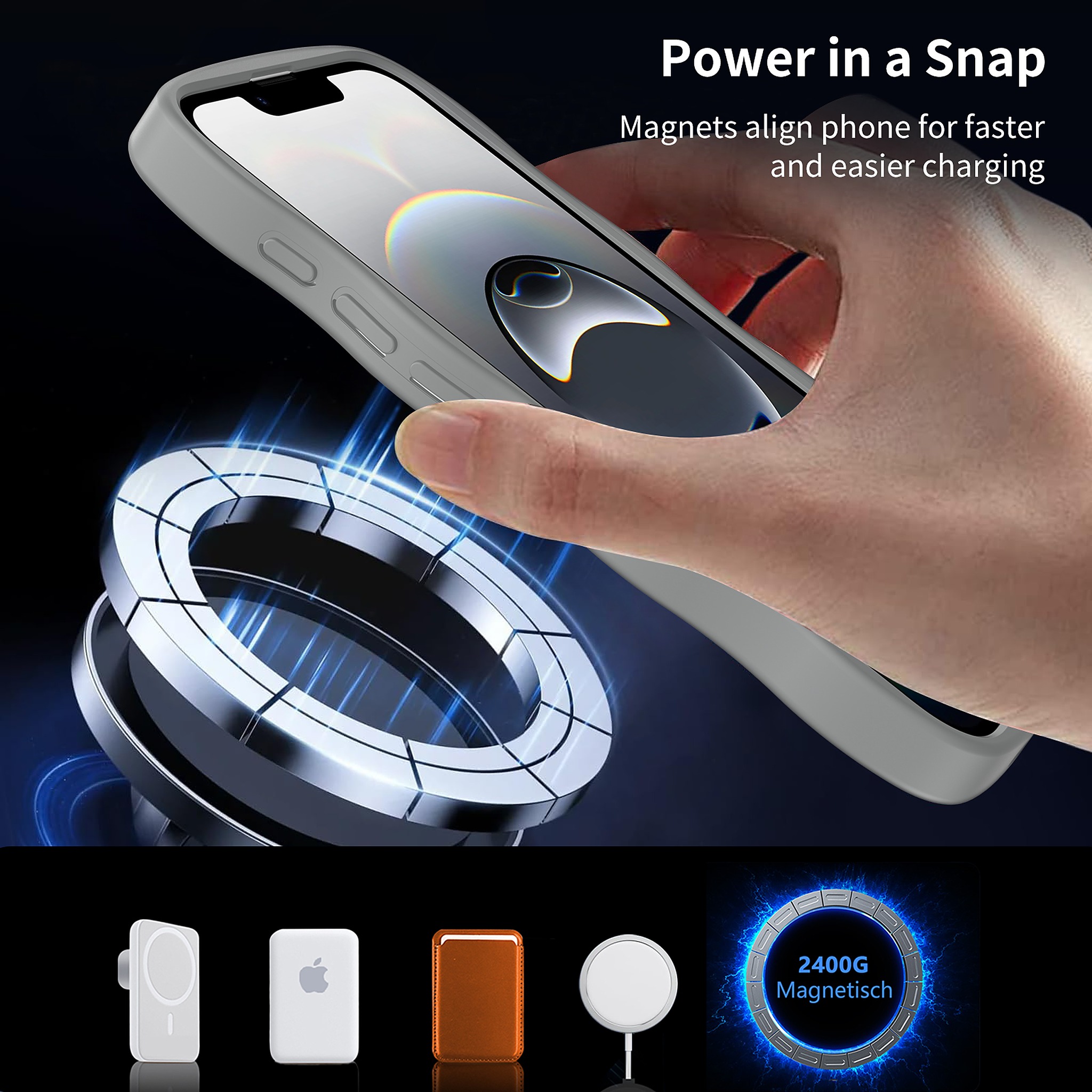 SendaFit Skin-Feel Two-in-One MagSafe Case for iPhone 16e (Orange Accent) detail 7