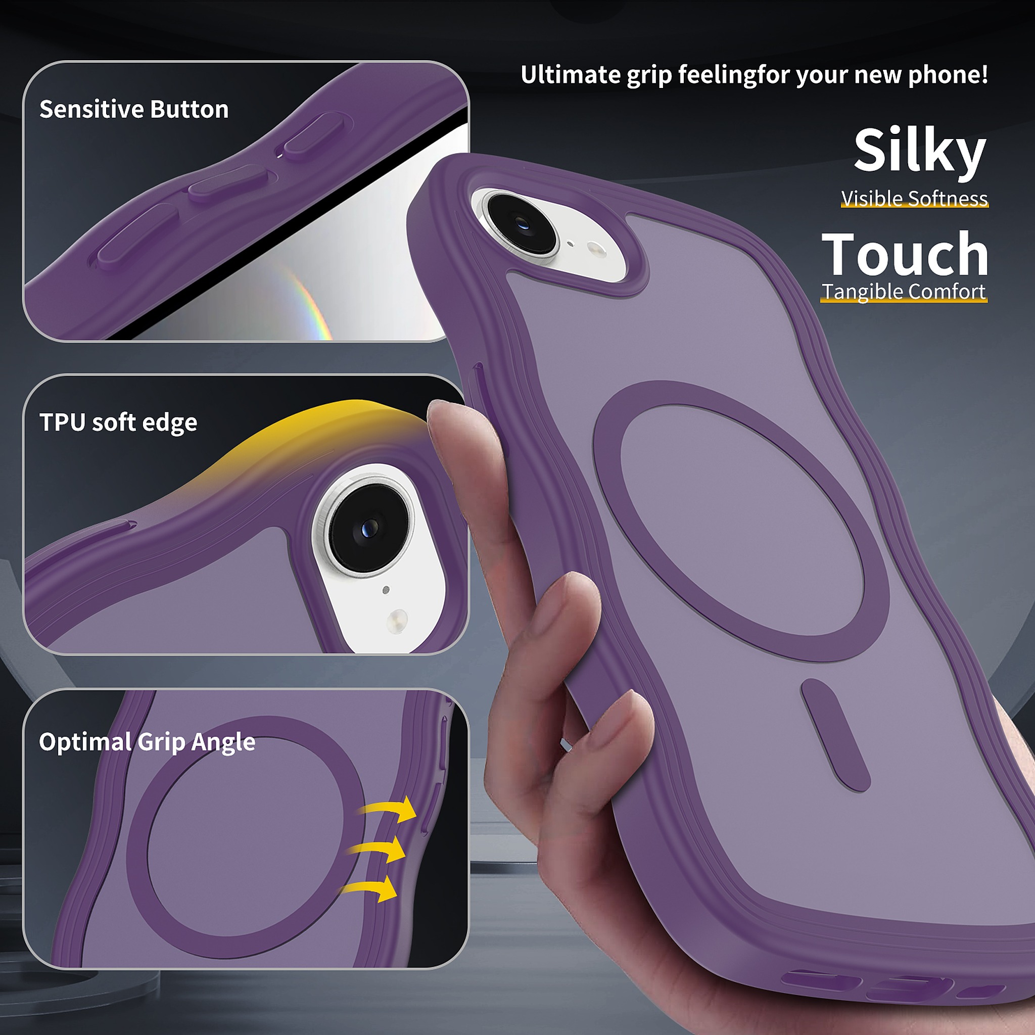 SendaFit Skin-Feel Two-in-One MagSafe Case for iPhone 16e (Orange Accent) detail 9