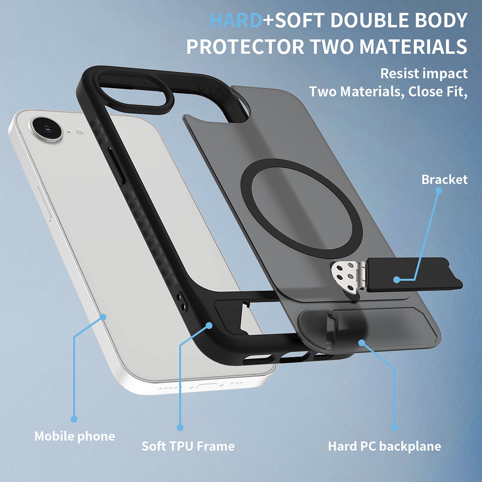 SendaFit Matte 45° Kickstand Case for iPhone 16e detail 18