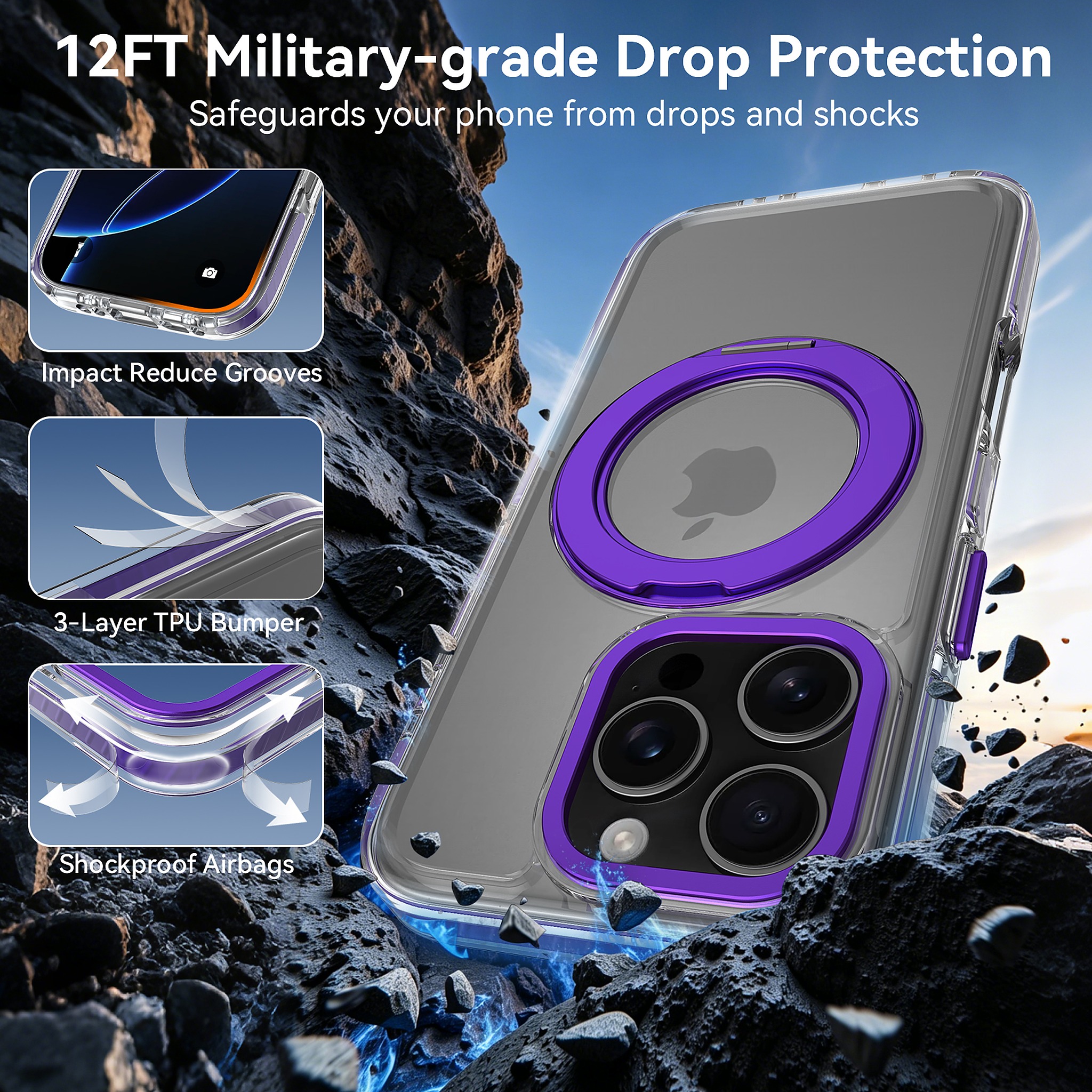 SendaFit Iridescent Two-Tone 360° Stand Case for iPhone 16 Pro detail 13