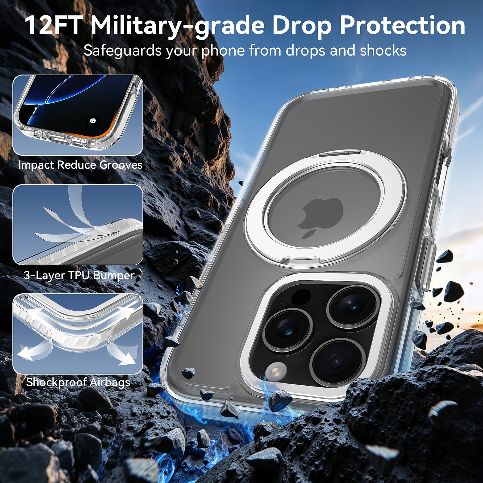 SendaFit Iridescent Two-Tone 360° Stand Case for iPhone 16 Pro detail 16