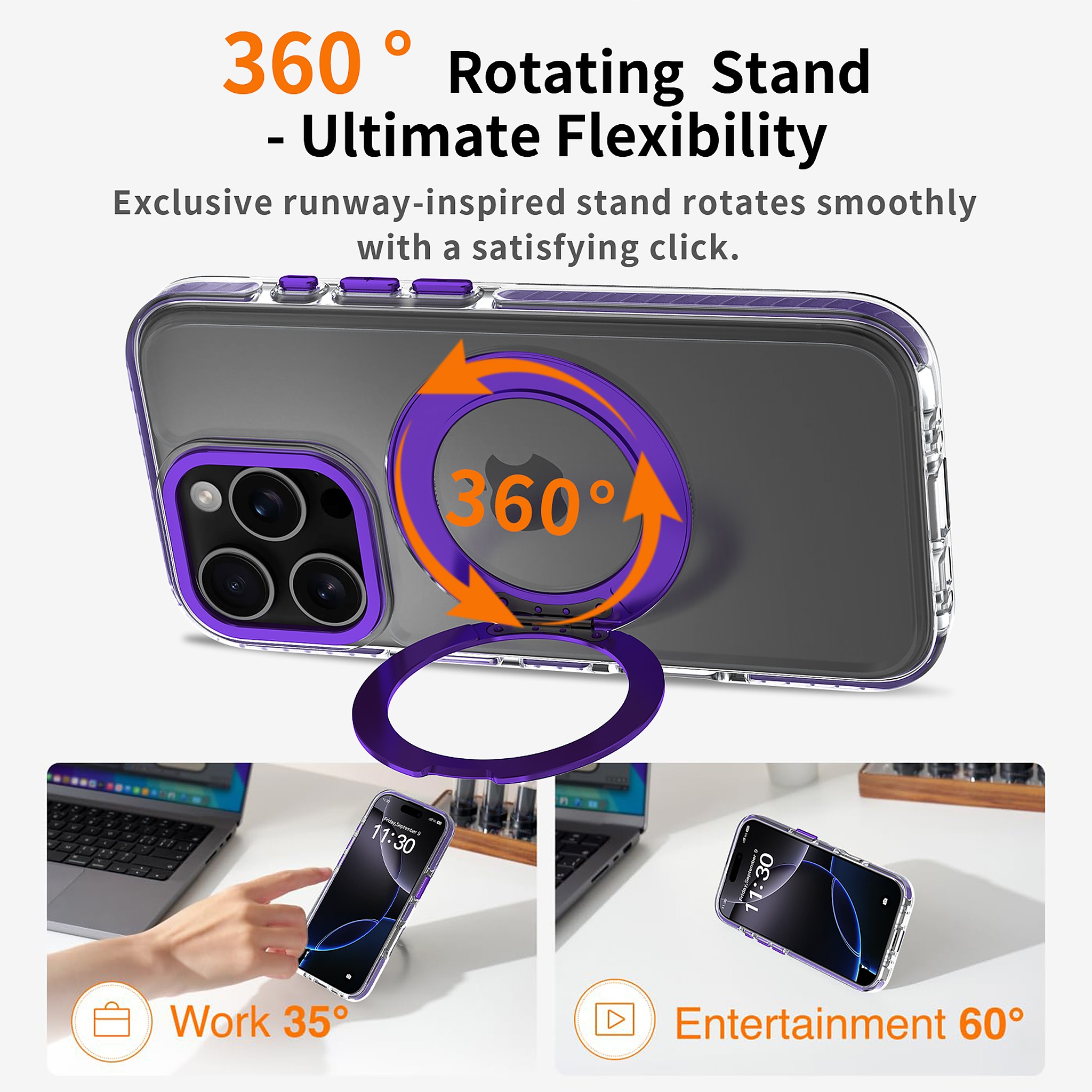 SendaFit Iridescent Two-Tone 360° Stand Case for iPhone 16 Pro detail 19