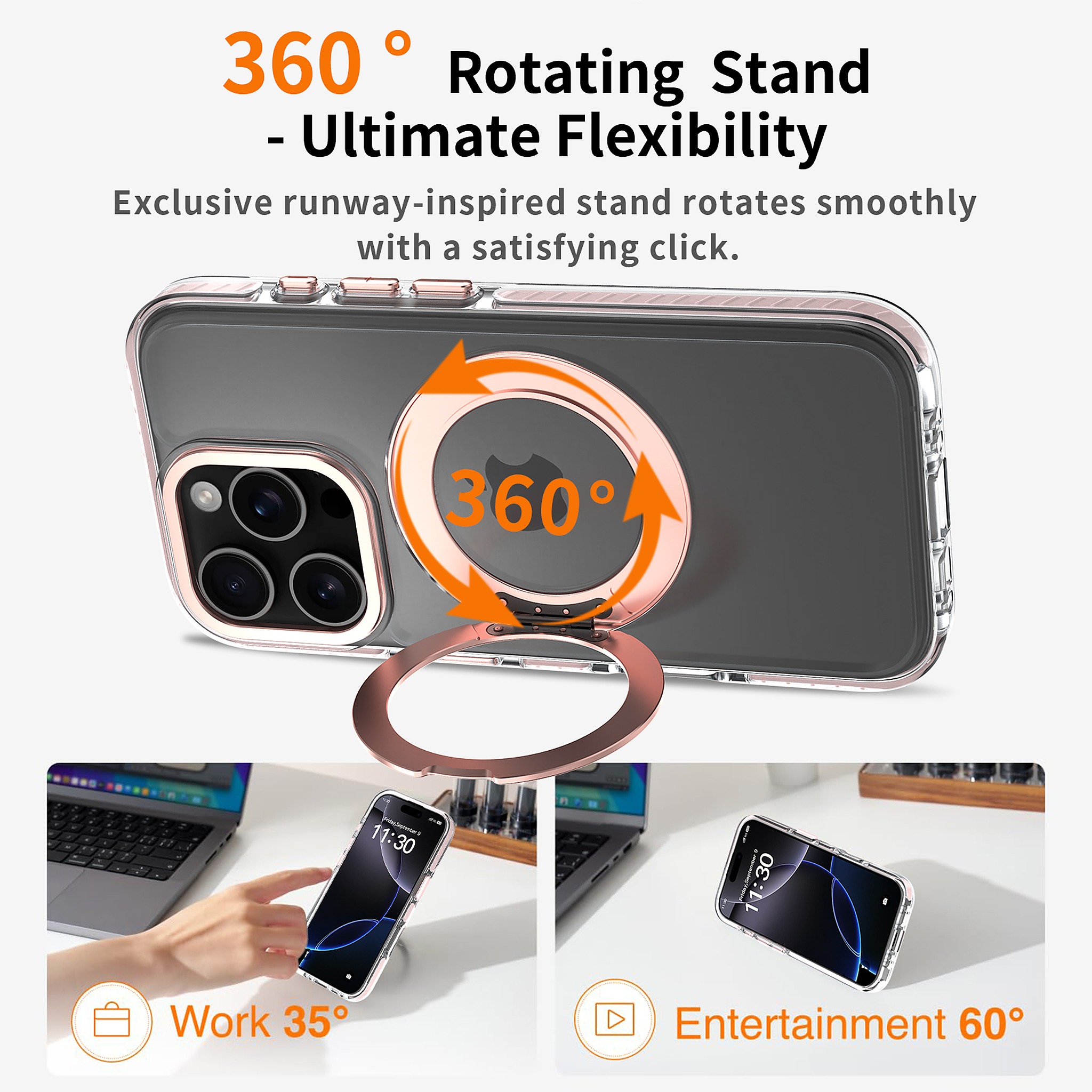 SendaFit Iridescent Two-Tone 360° Stand Case for iPhone 16 Pro detail 21