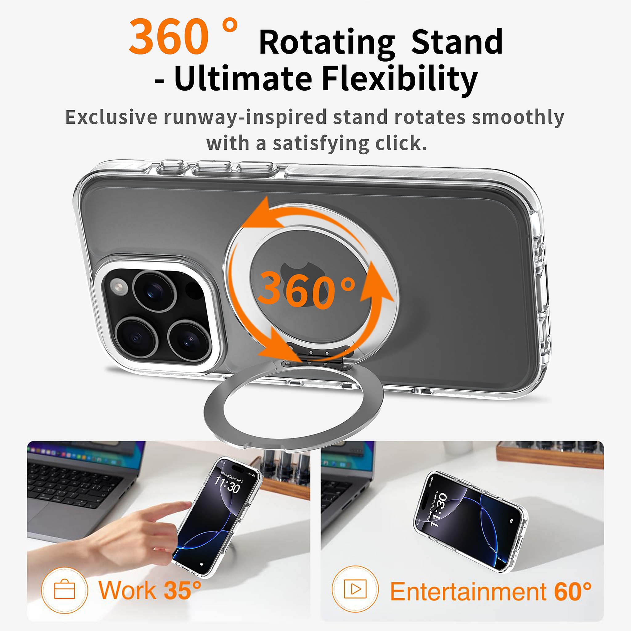 SendaFit Iridescent Two-Tone 360° Stand Case for iPhone 16 Pro detail 22