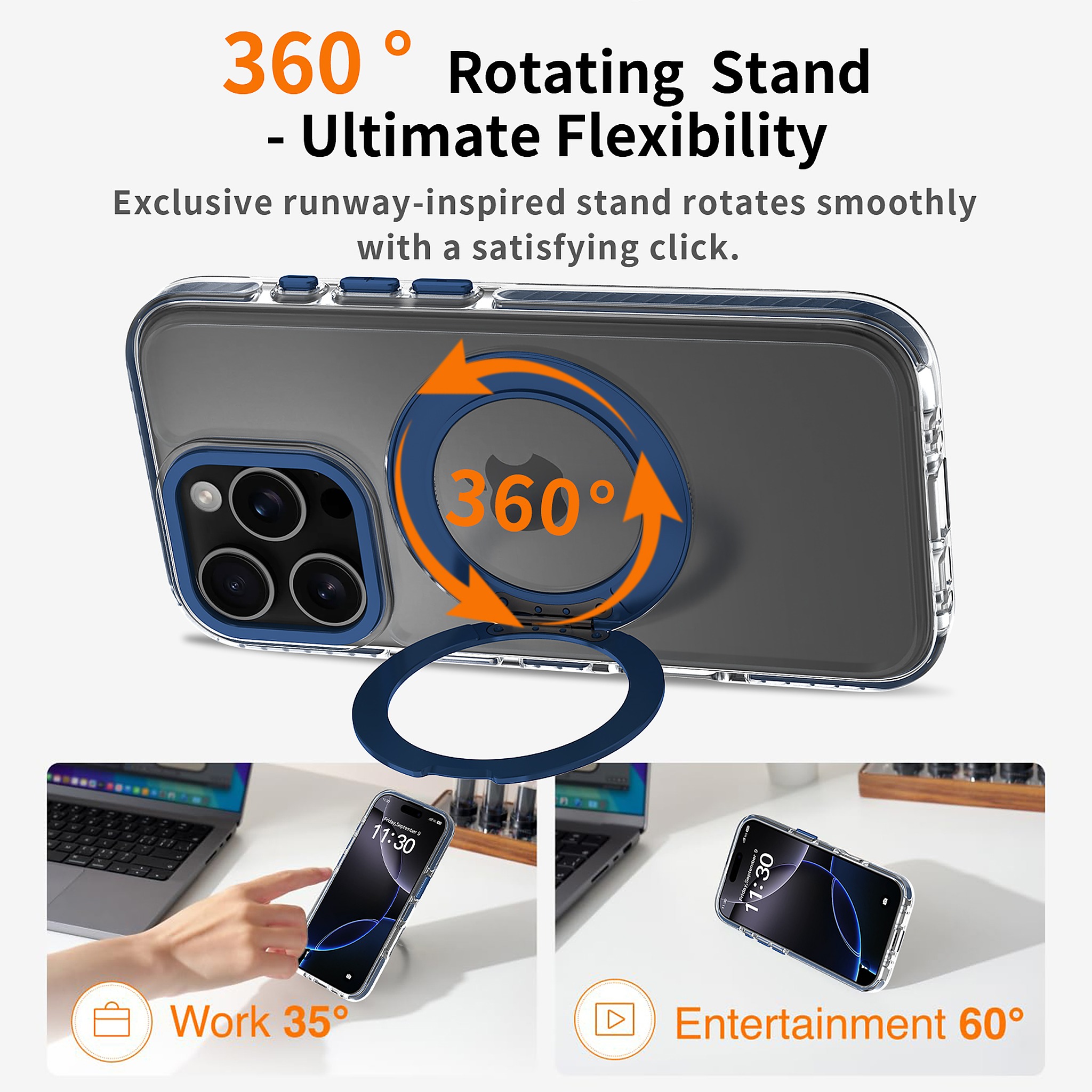 SendaFit Iridescent Two-Tone 360° Stand Case for iPhone 16 Pro detail 23