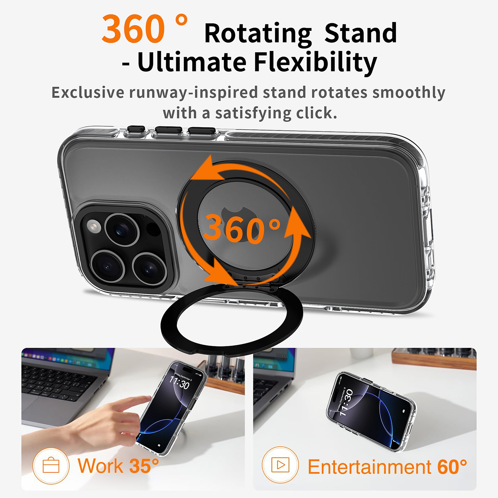 SendaFit Iridescent Two-Tone 360° Stand Case for iPhone 16 Pro detail 24