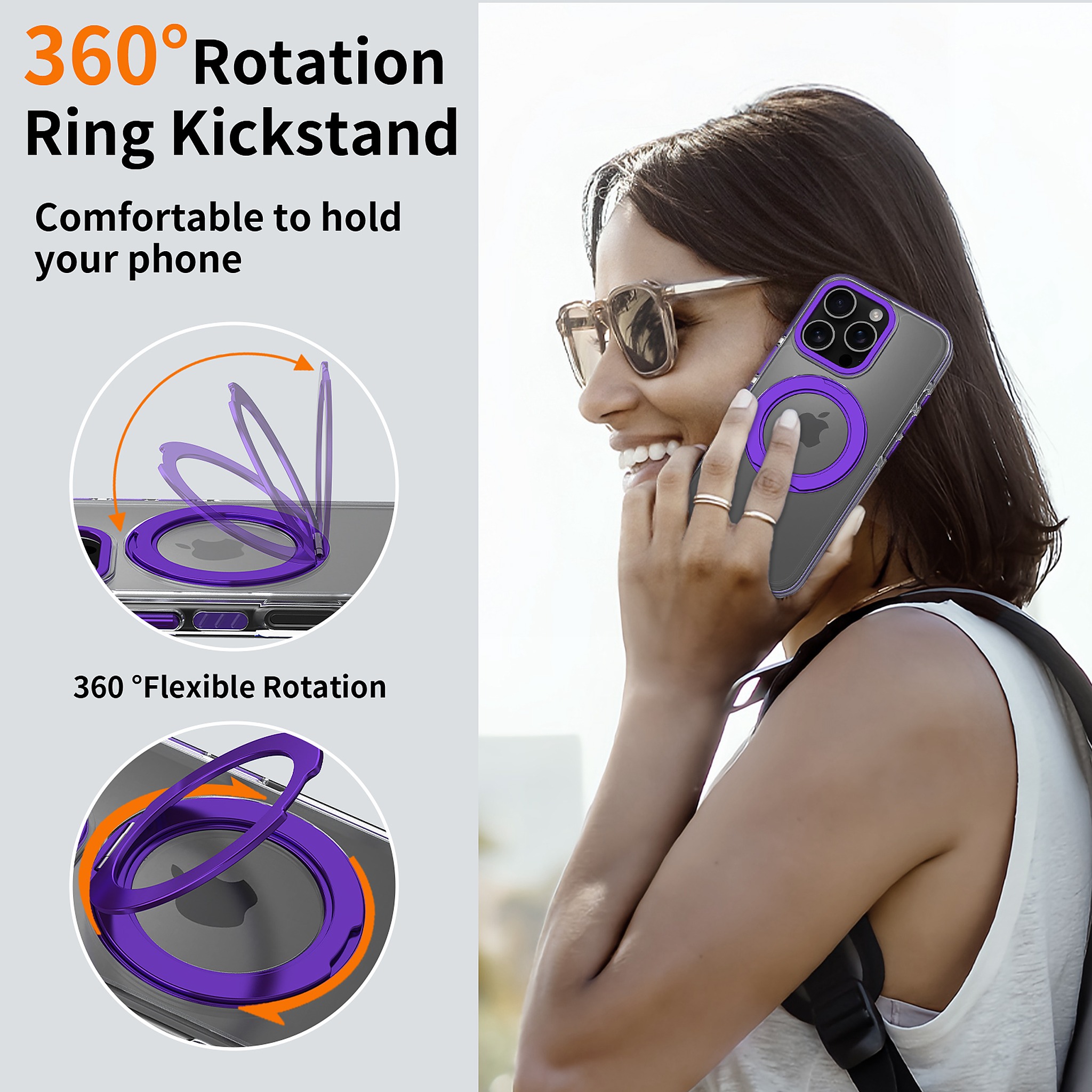 SendaFit Iridescent Two-Tone 360° Stand Case for iPhone 16 Pro detail 7