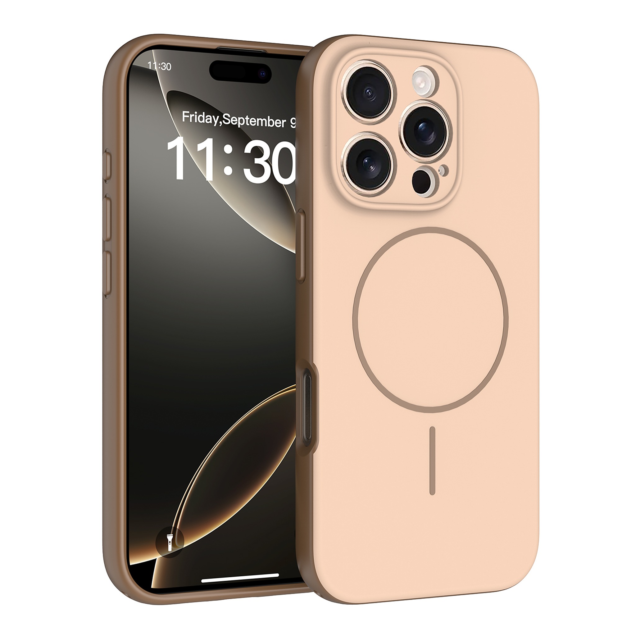 SendaFit Skin-Feel Two-in-One MagSafe Case for iPhone 16 Pro - Light Brown