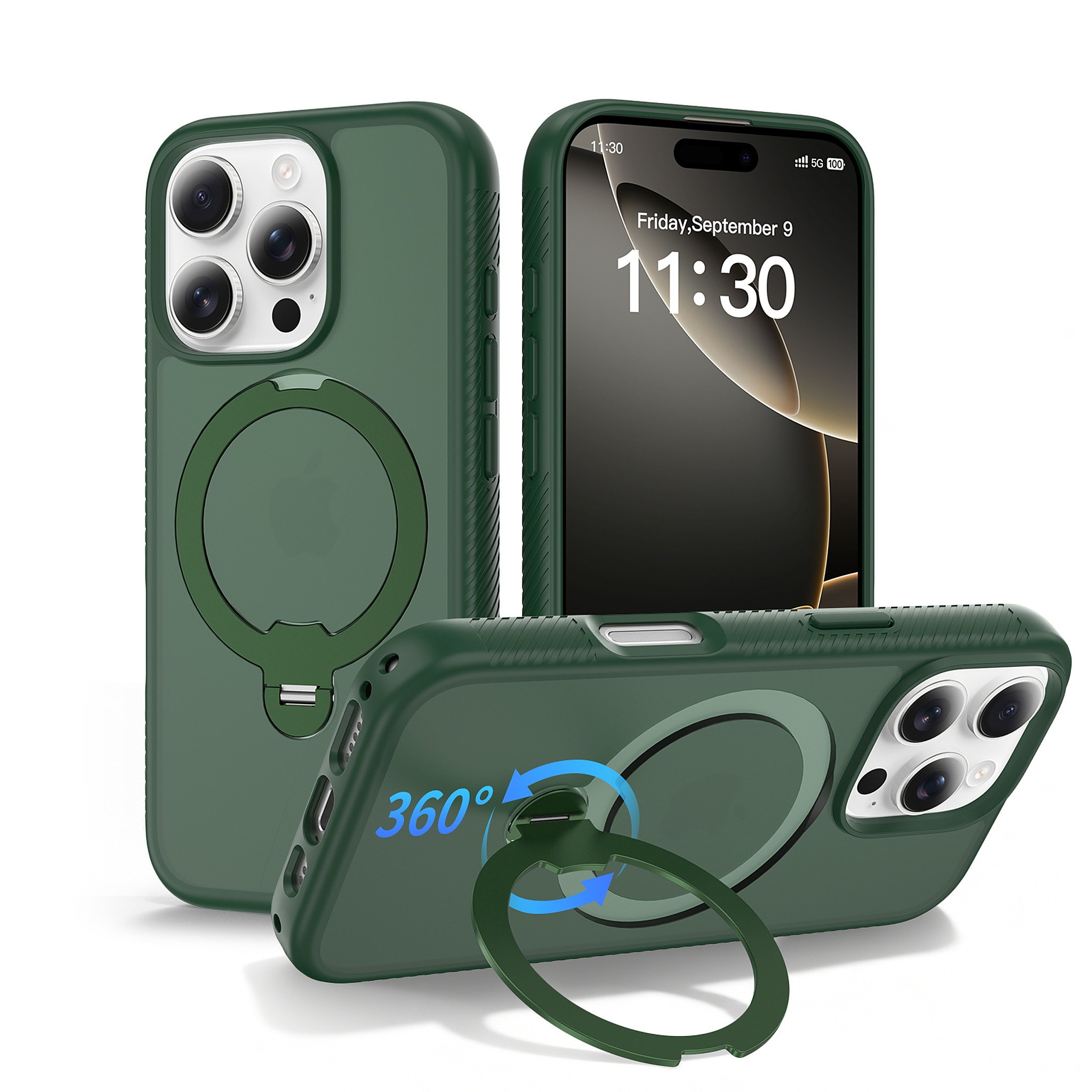 SendaFit 360° Full-Body Two-in-One Case for iPhone 16 Pro - Dark Green