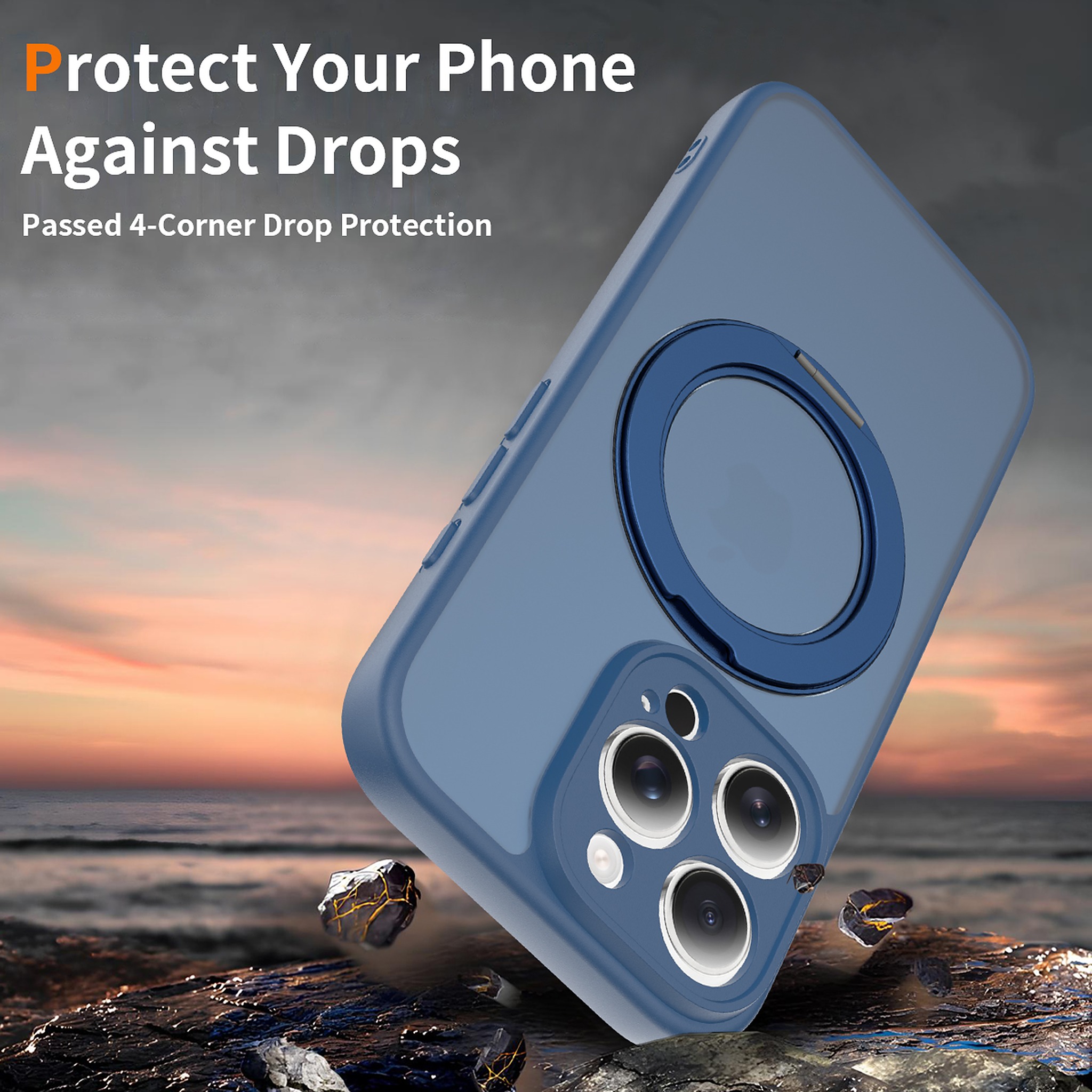 SendaFit Precise-Cutout Matte Skin-Feel 360° Stand Case for iPhone 16 Pro detail 1