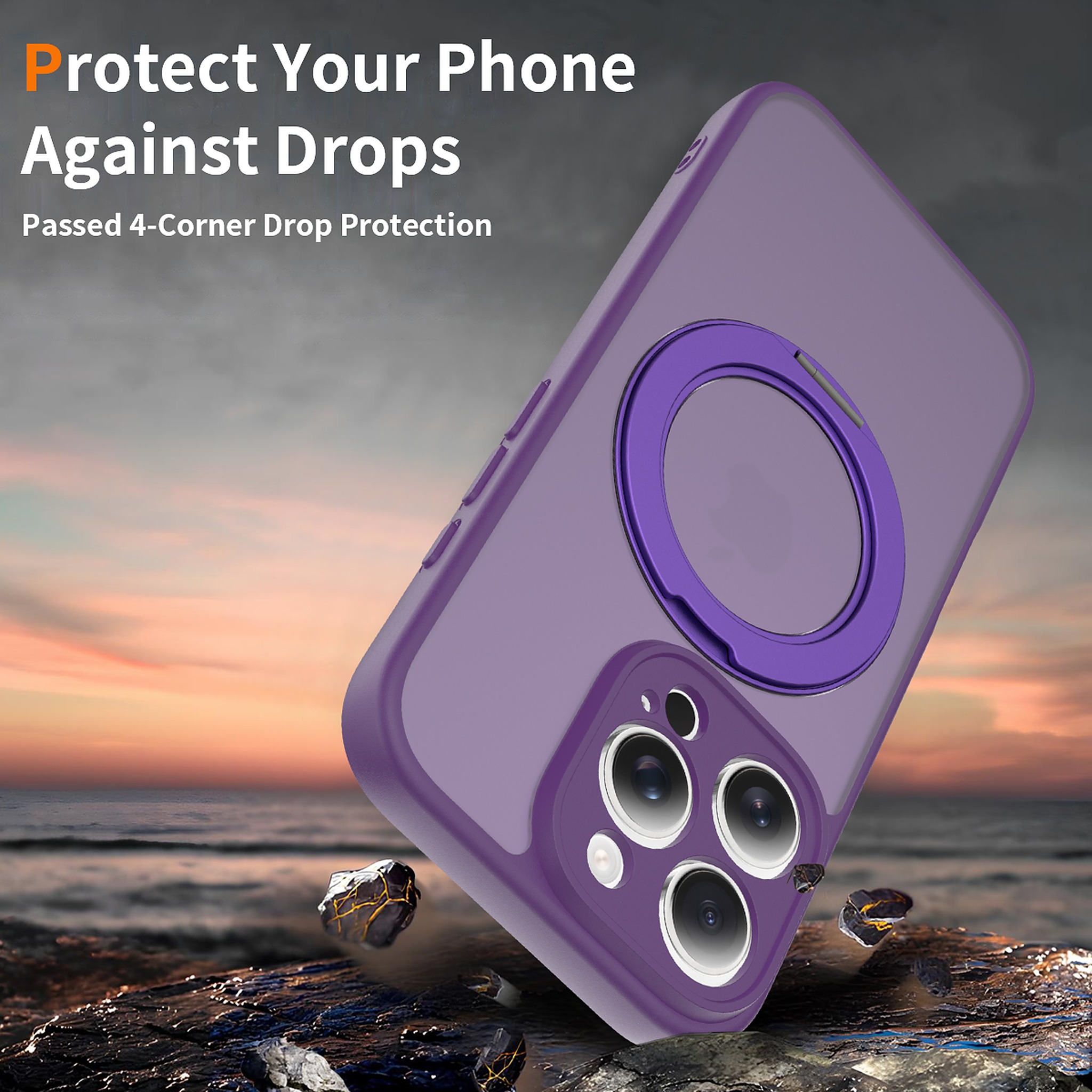 SendaFit Precise-Cutout Matte Skin-Feel 360° Stand Case for iPhone 16 Pro detail 16