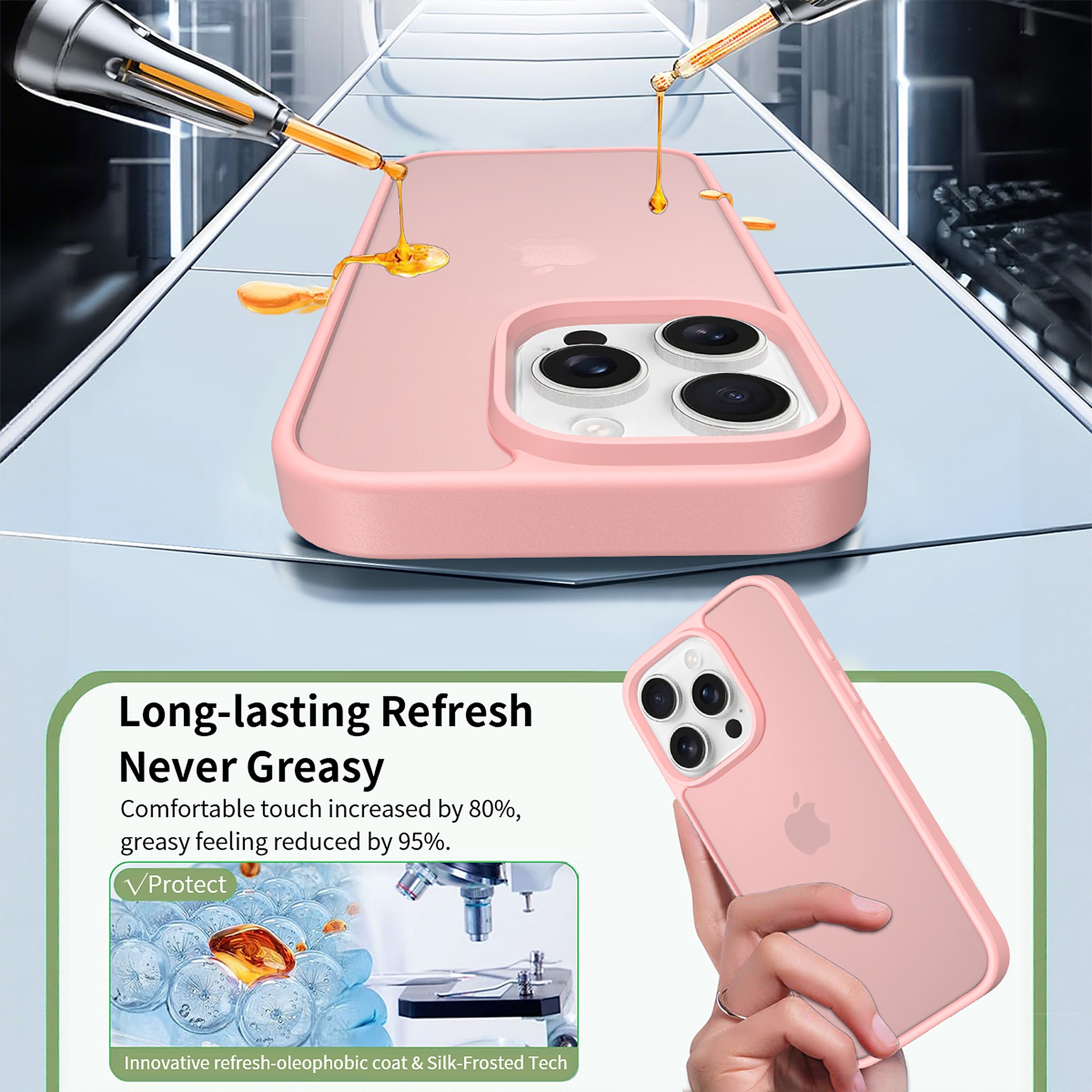 SendaFit Matte Skin-Feel Two-in-One Case for iPhone 16 Pro (Orange Accent) detail 11