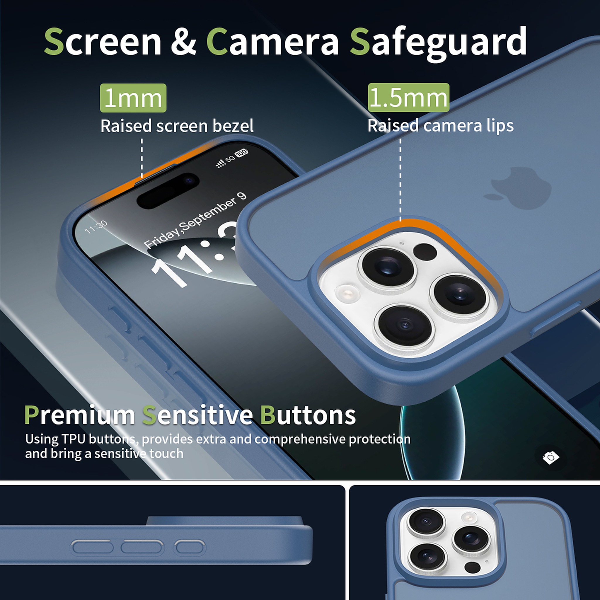 SendaFit Matte Skin-Feel Two-in-One Case for iPhone 16 Pro (Orange Accent) detail 19