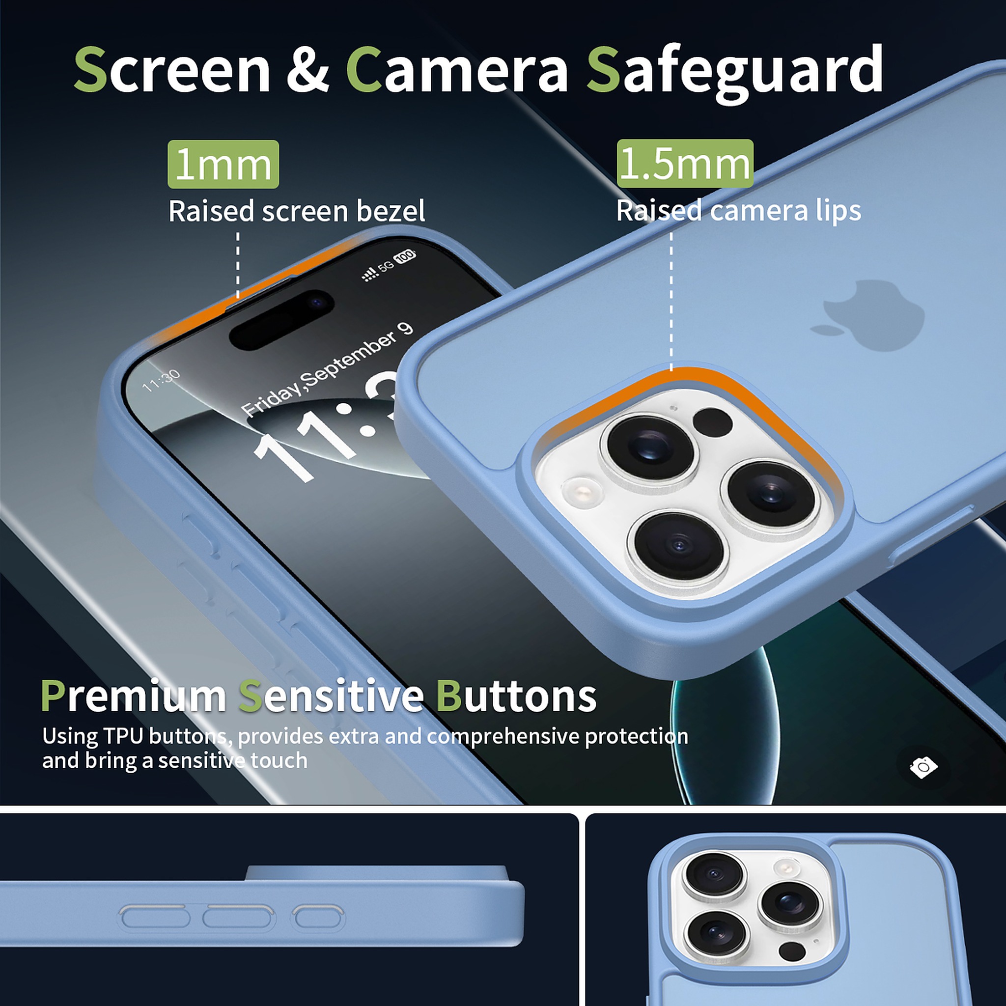 SendaFit Matte Skin-Feel Two-in-One Case for iPhone 16 Pro (Orange Accent) detail 2