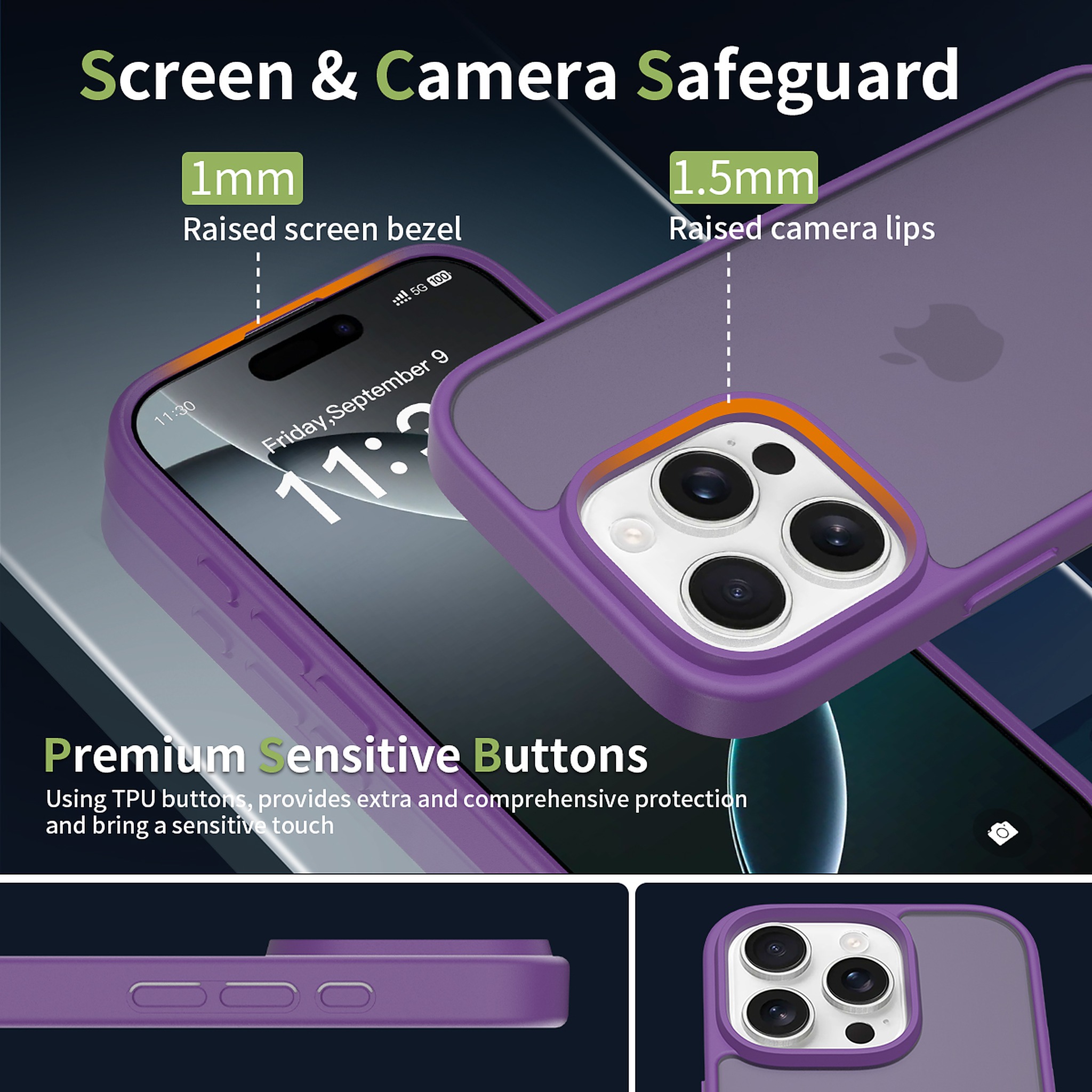 SendaFit Matte Skin-Feel Two-in-One Case for iPhone 16 Pro (Orange Accent) detail 28