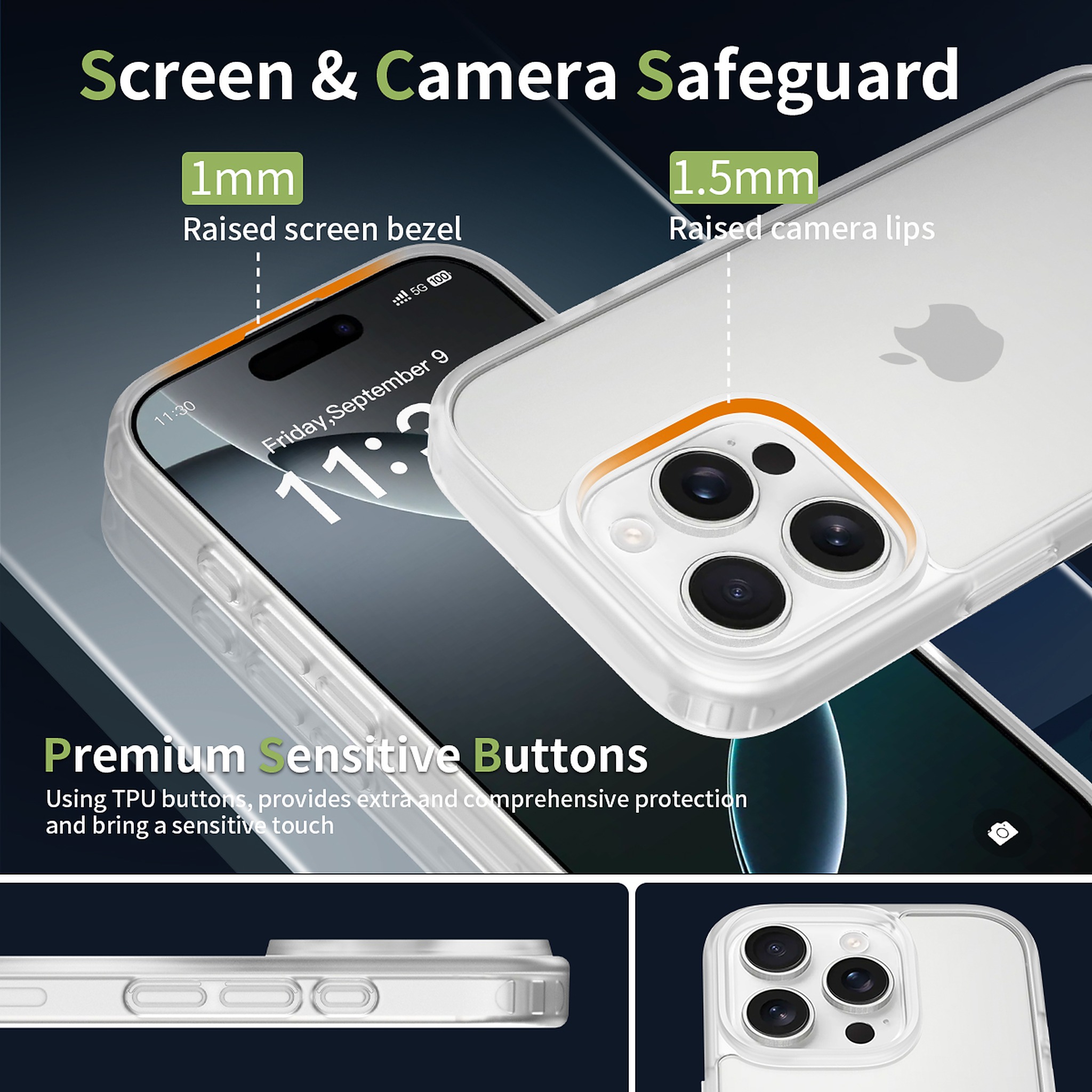 SendaFit Matte Skin-Feel Two-in-One Case for iPhone 16 Pro (Orange Accent) detail 41