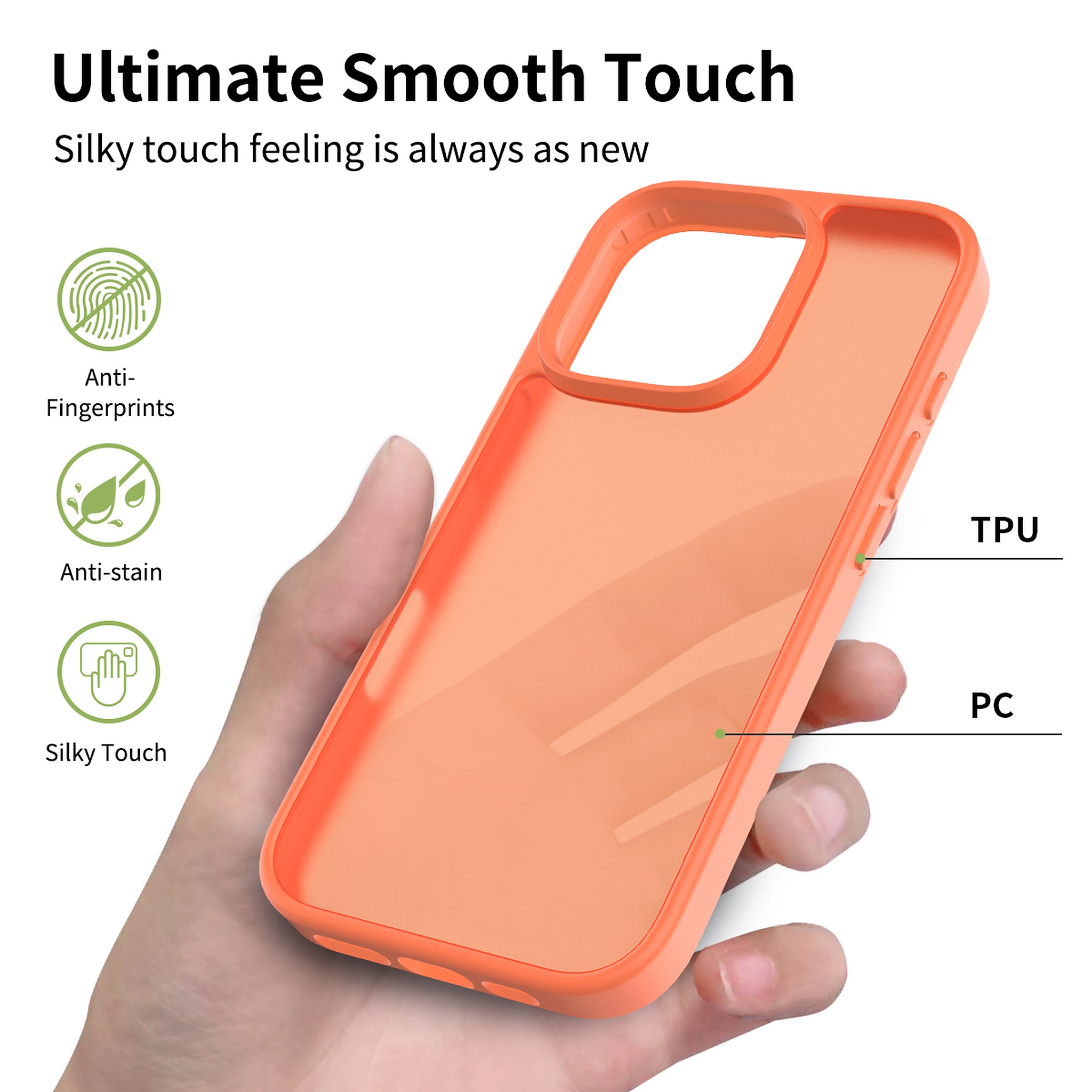 SendaFit Matte Skin-Feel Two-in-One Case for iPhone 16 Pro (Orange Accent) detail 45
