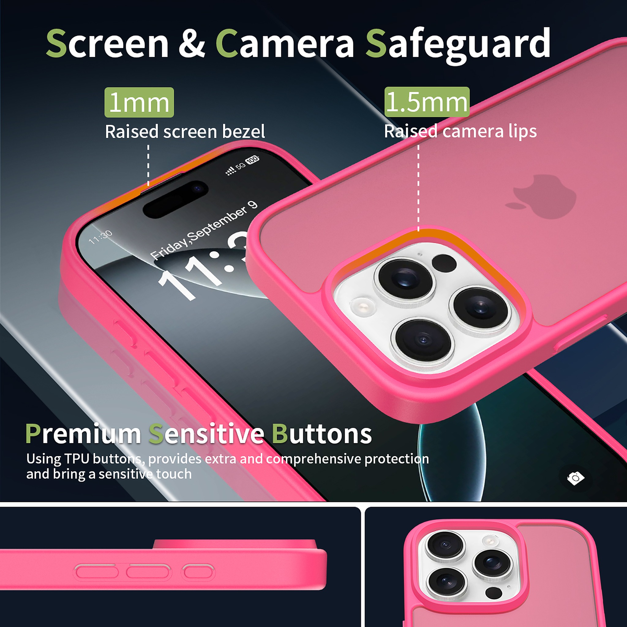 SendaFit Matte Skin-Feel Two-in-One Case for iPhone 16 Pro (Orange Accent) detail 6