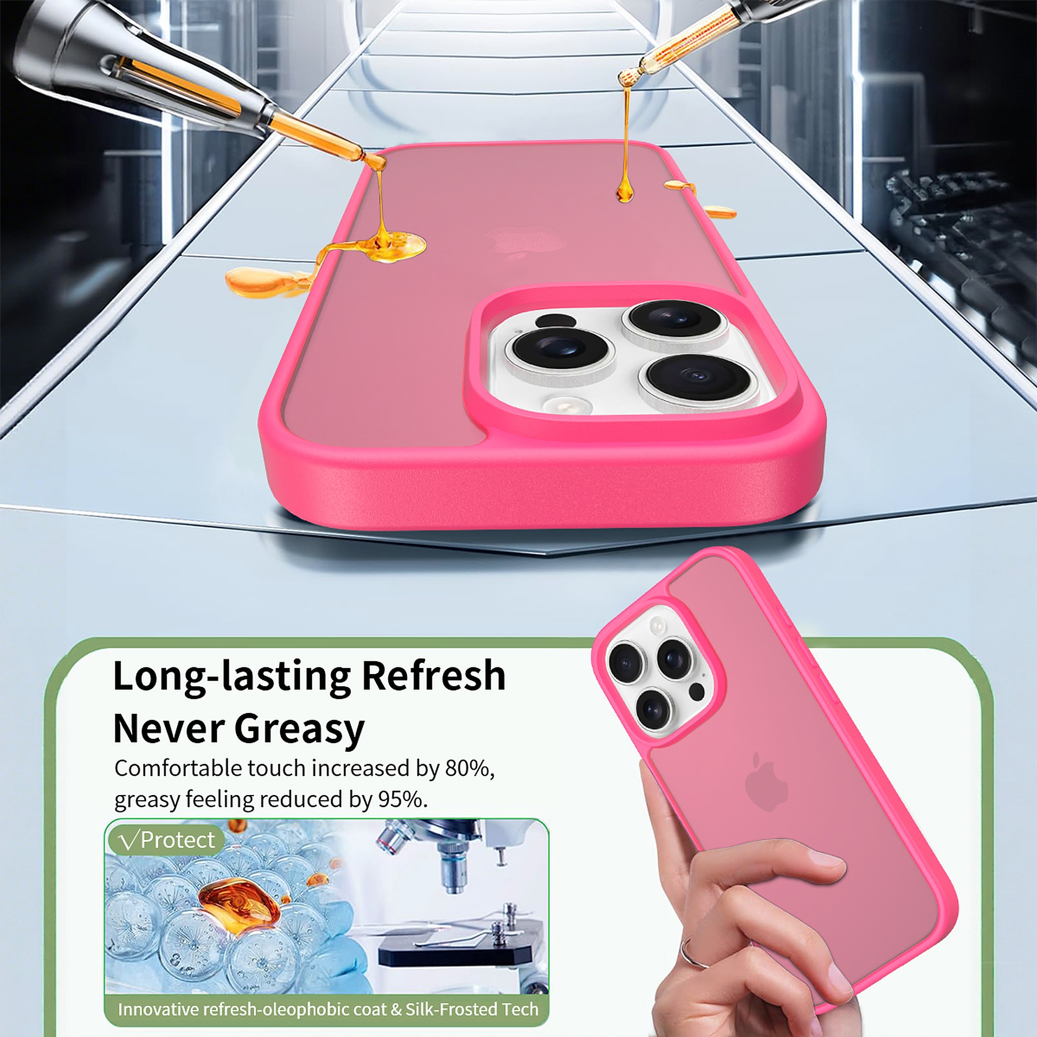 SendaFit Matte Skin-Feel Two-in-One Case for iPhone 16 Pro (Orange Accent) detail 7