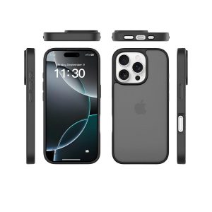 SendaFit Matte Skin-Feel Two-in-One Case for iPhone 16 Pro (Orange Accent)