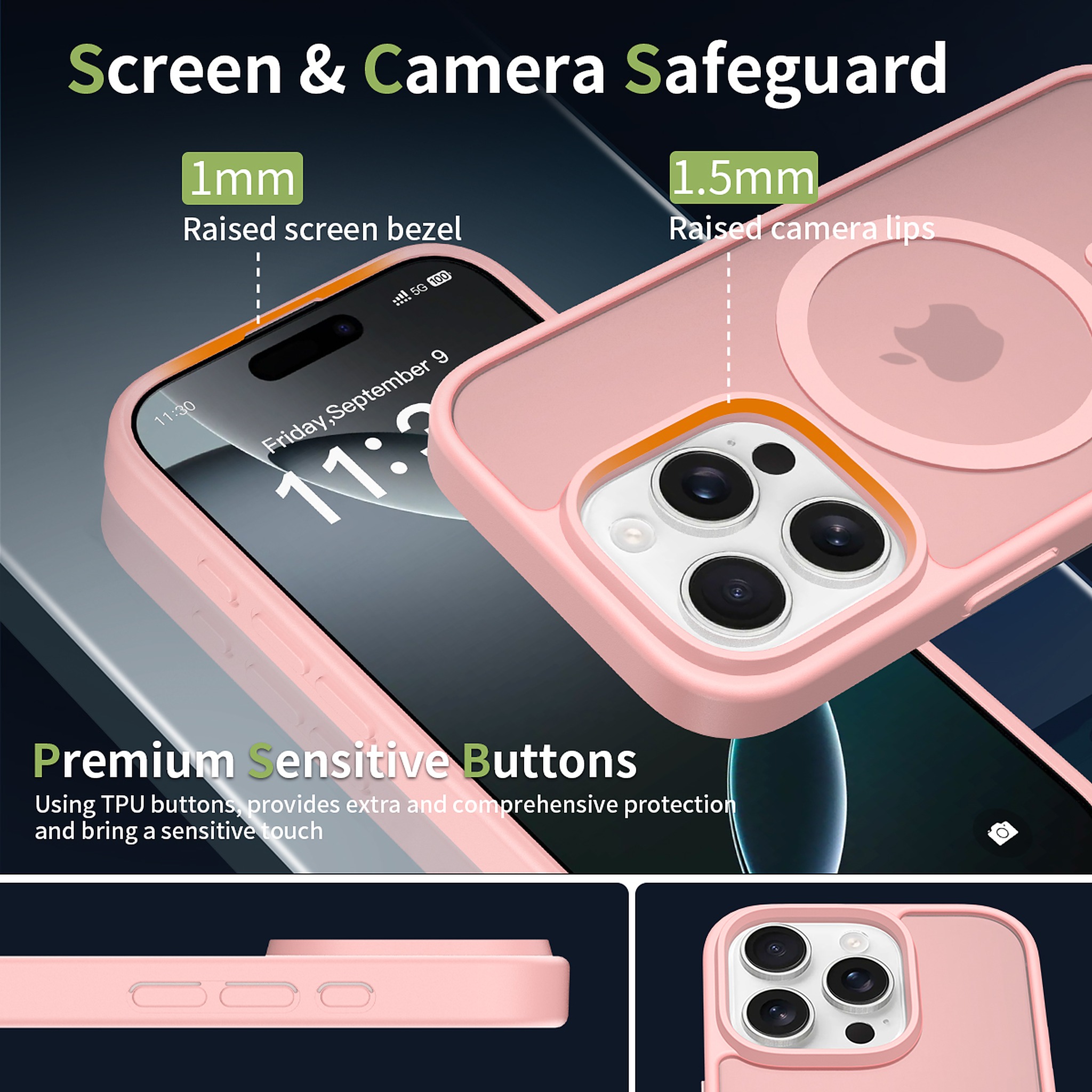 SendaFit Matte Skin-Feel Two-in-One MagSafe Case for iPhone 16 Pro (Orange Accent) detail 12