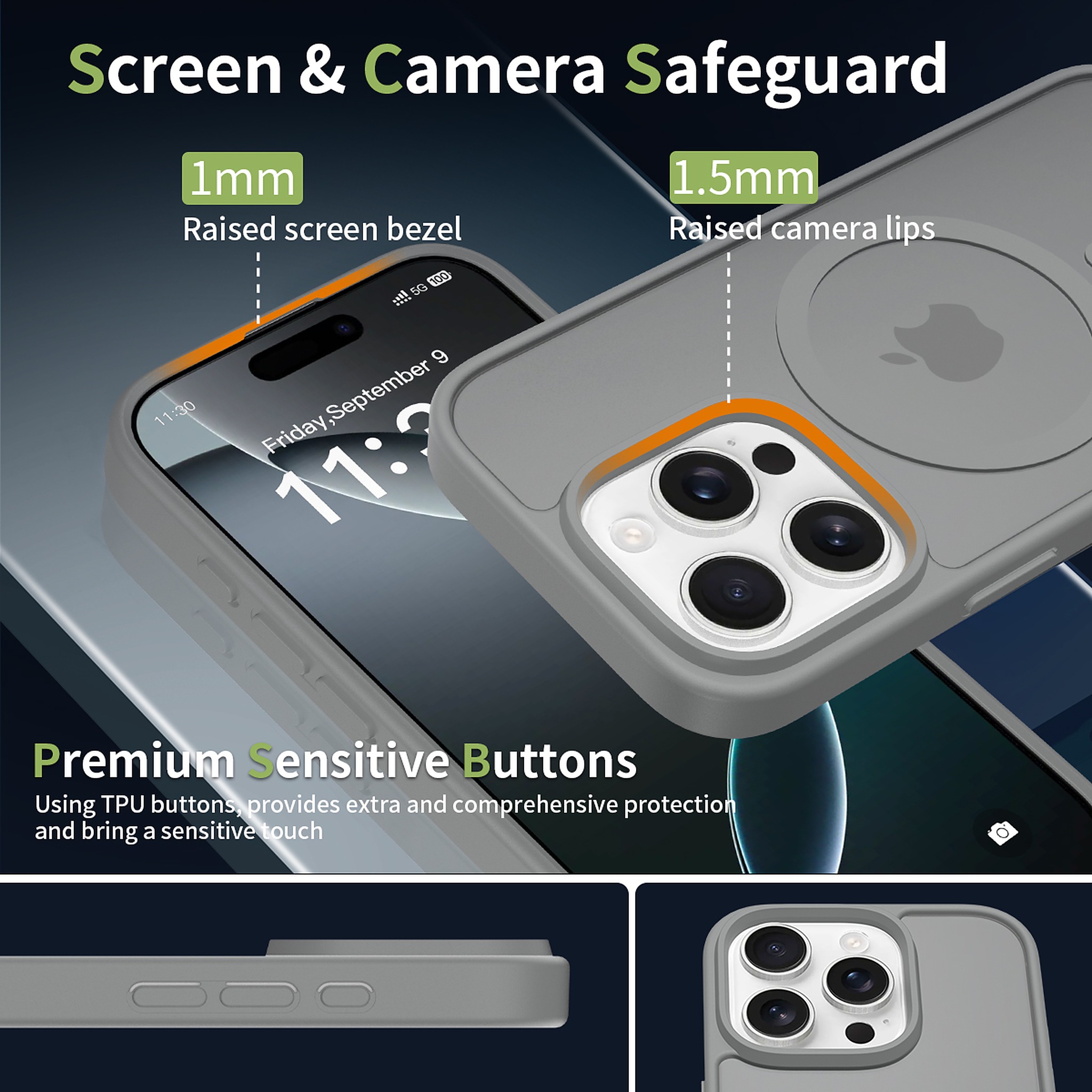 SendaFit Matte Skin-Feel Two-in-One MagSafe Case for iPhone 16 Pro (Orange Accent) detail 18
