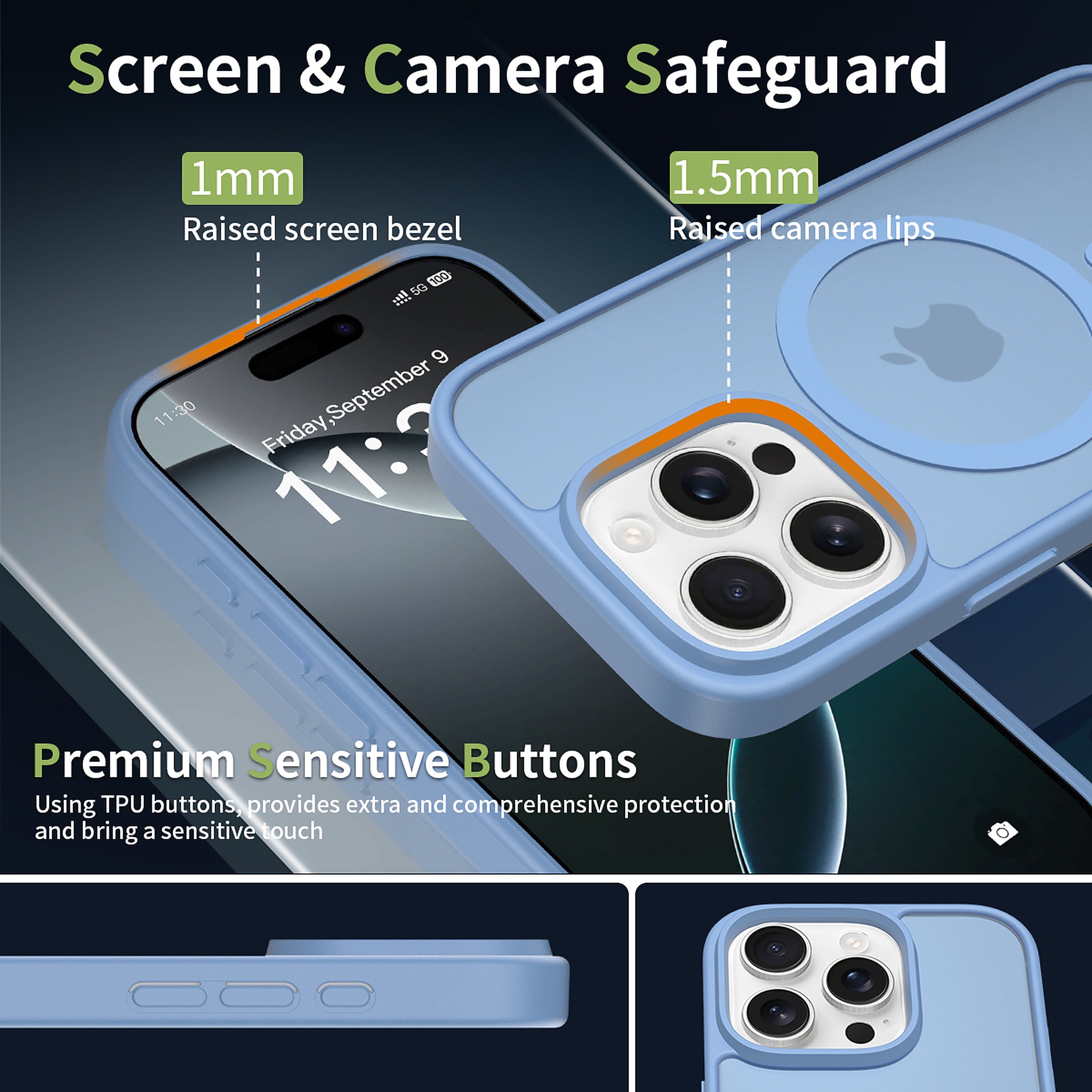 SendaFit Matte Skin-Feel Two-in-One MagSafe Case for iPhone 16 Pro (Orange Accent) detail 2