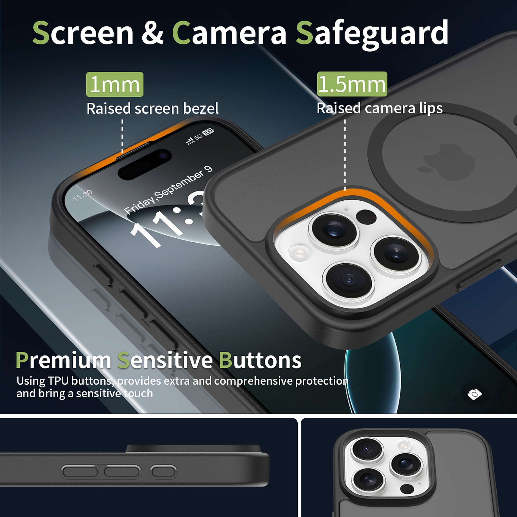 SendaFit Matte Skin-Feel Two-in-One MagSafe Case for iPhone 16 Pro (Orange Accent) detail 23