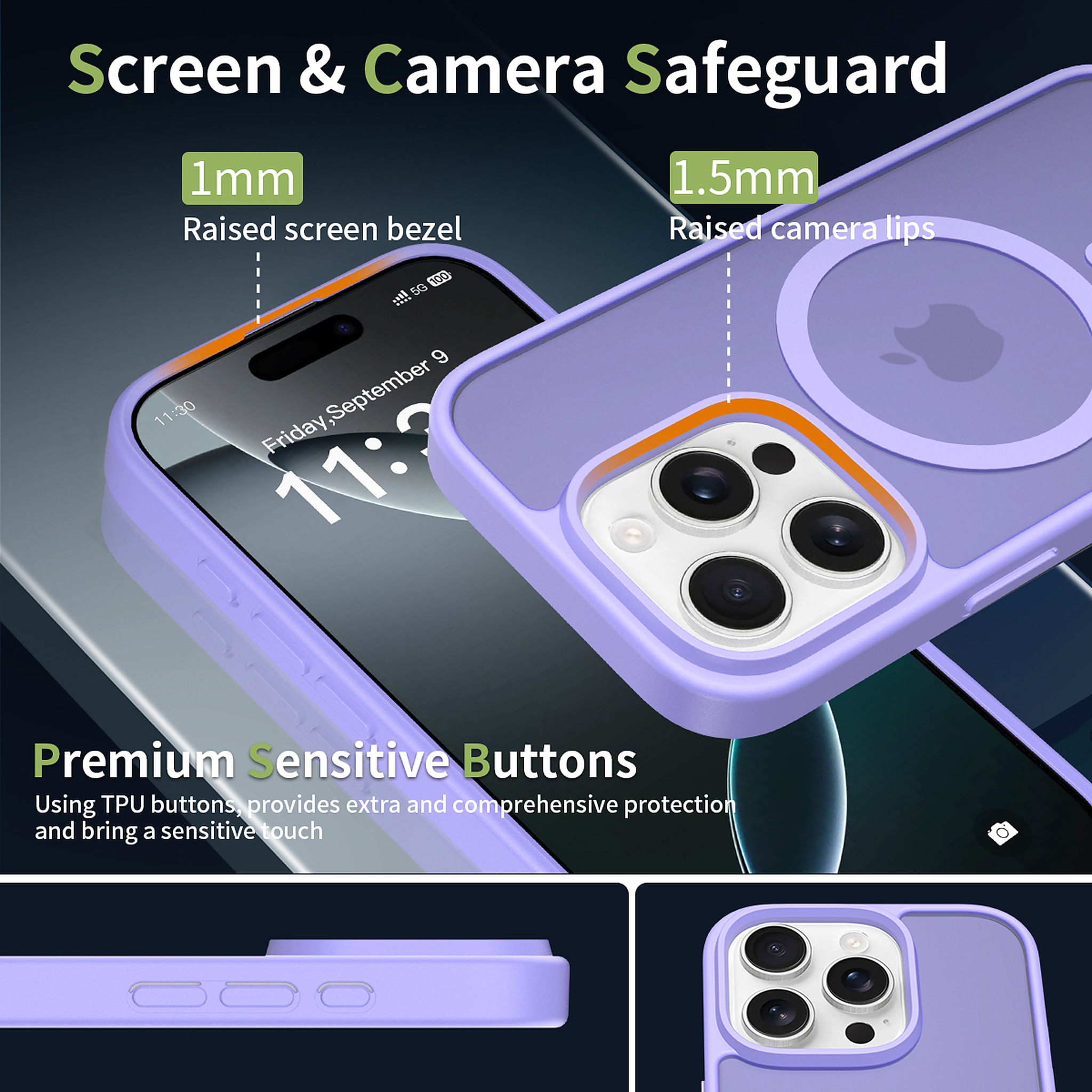 SendaFit Matte Skin-Feel Two-in-One MagSafe Case for iPhone 16 Pro (Orange Accent) detail 29