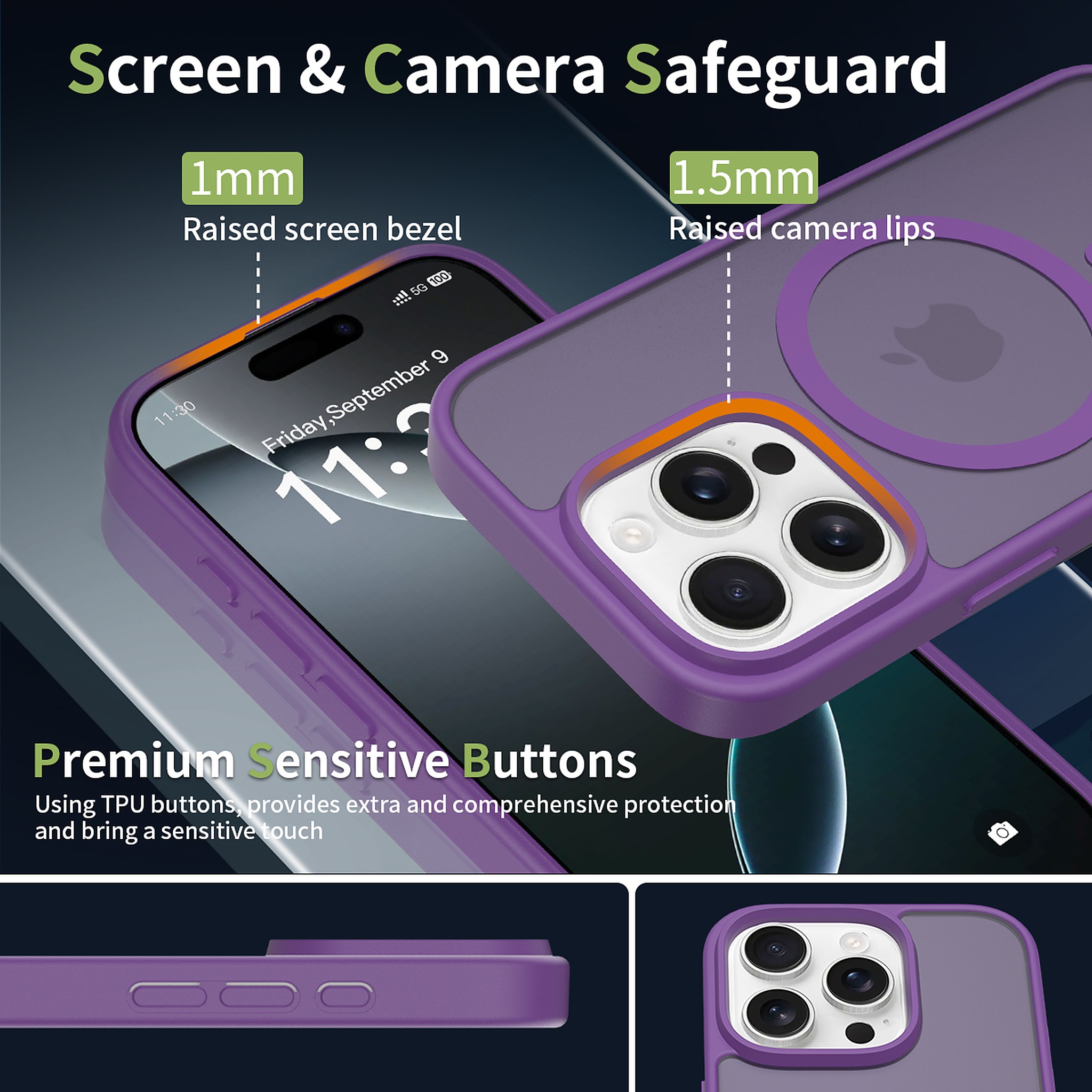 SendaFit Matte Skin-Feel Two-in-One MagSafe Case for iPhone 16 Pro (Orange Accent) detail 34