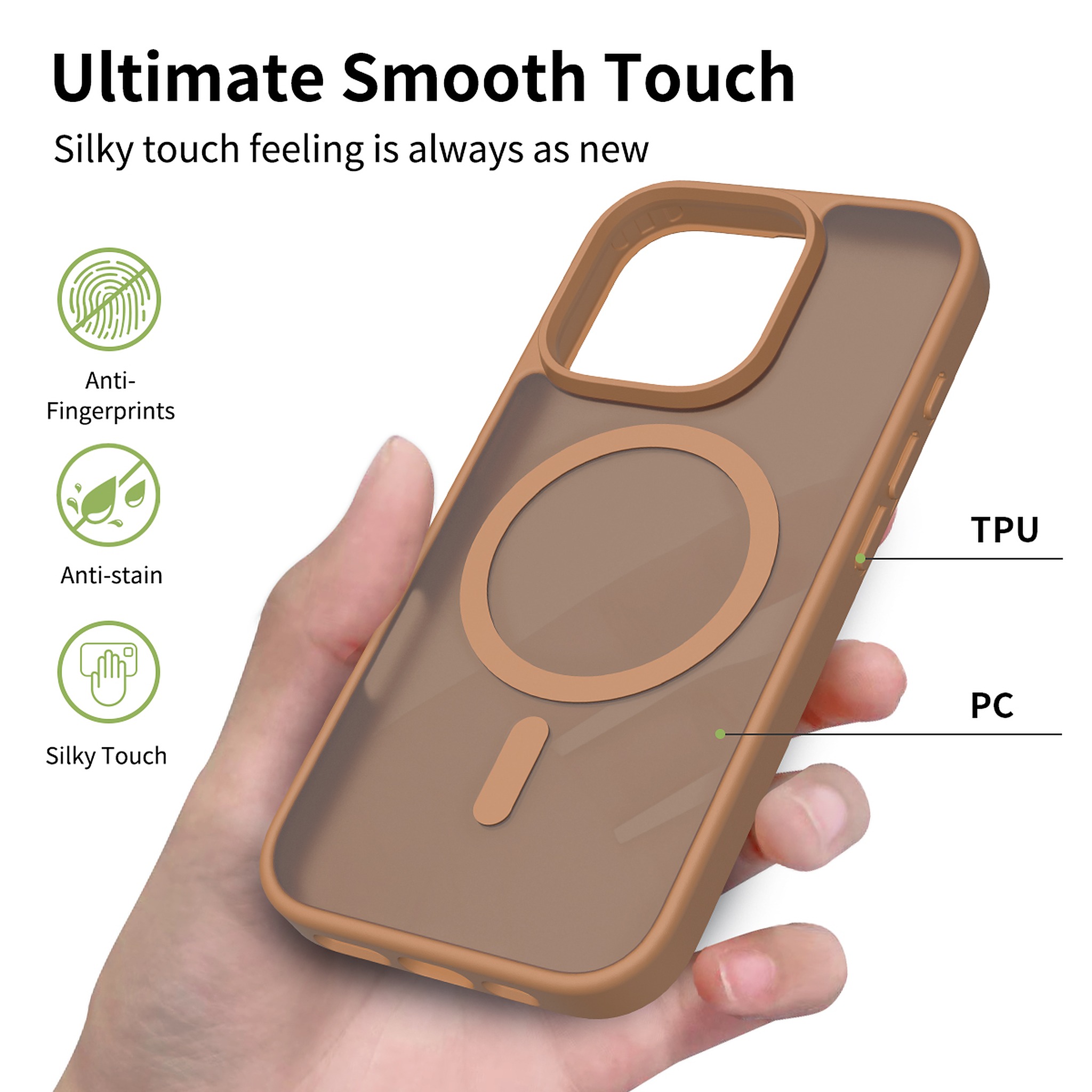 SendaFit Matte Skin-Feel Two-in-One MagSafe Case for iPhone 16 Pro (Orange Accent) detail 39