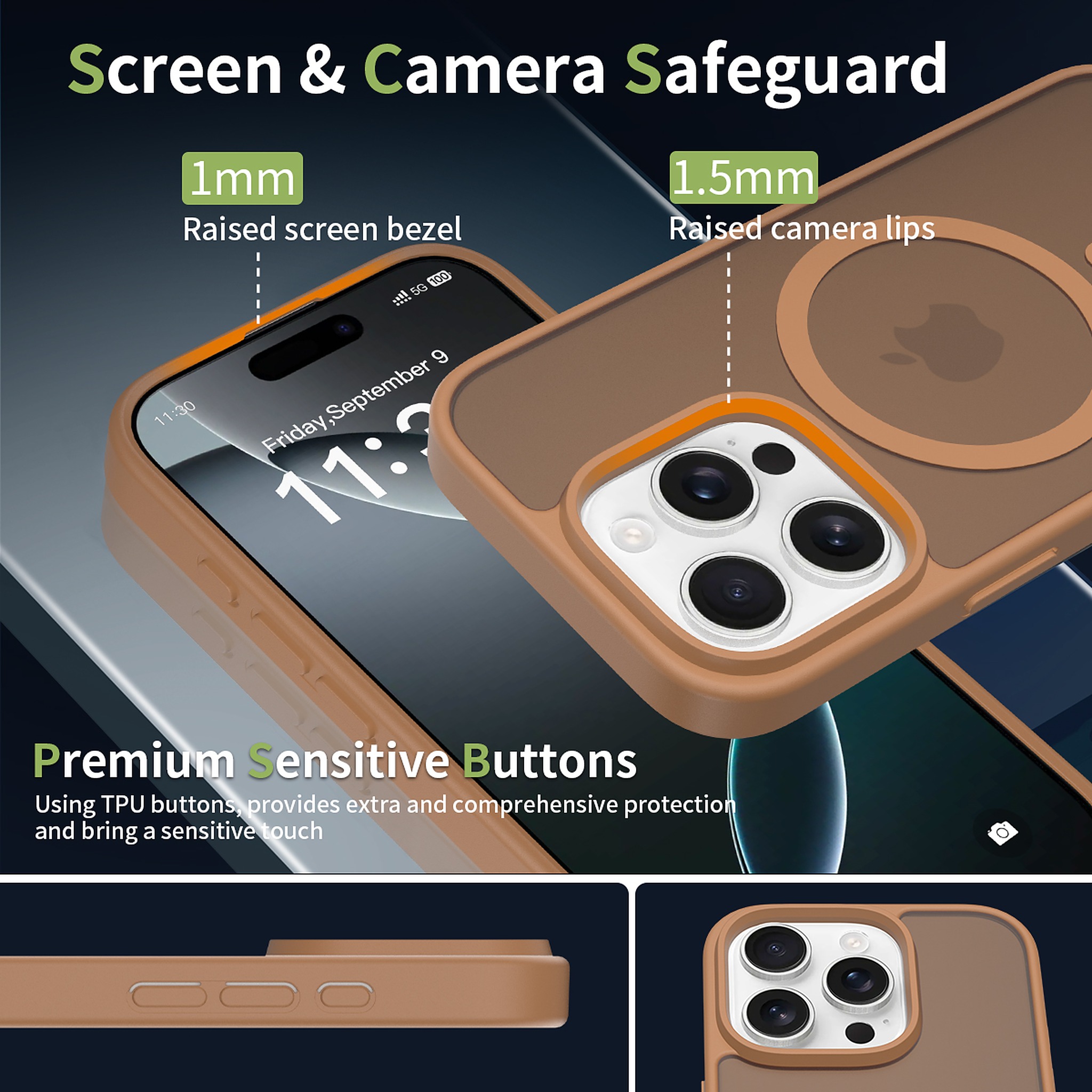 SendaFit Matte Skin-Feel Two-in-One MagSafe Case for iPhone 16 Pro (Orange Accent) detail 40