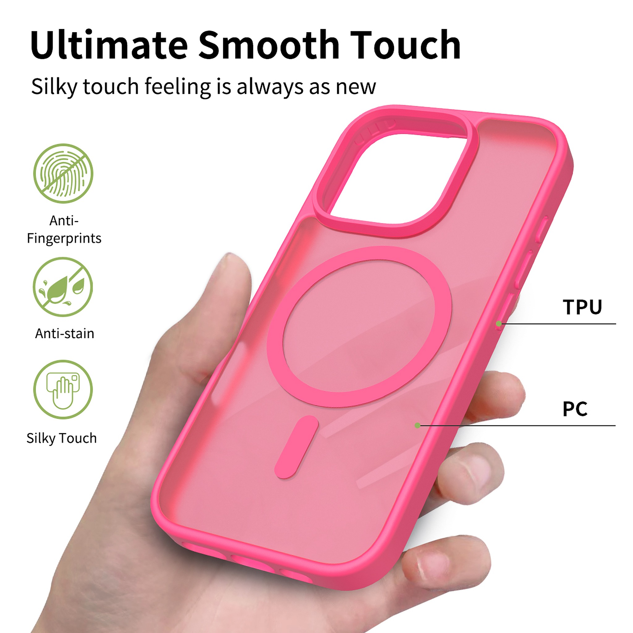 SendaFit Matte Skin-Feel Two-in-One MagSafe Case for iPhone 16 Pro (Orange Accent) detail 6