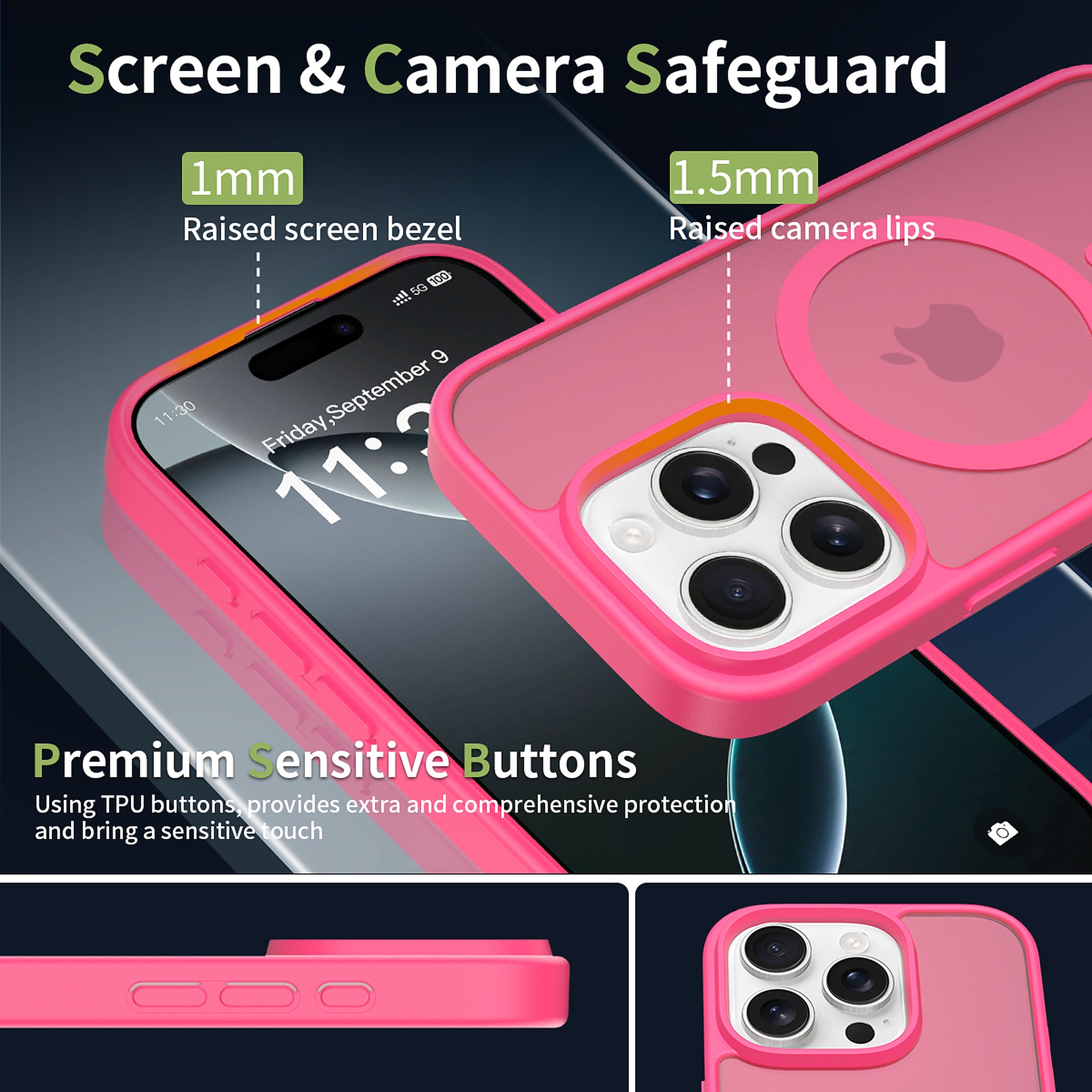 SendaFit Matte Skin-Feel Two-in-One MagSafe Case for iPhone 16 Pro (Orange Accent) detail 7