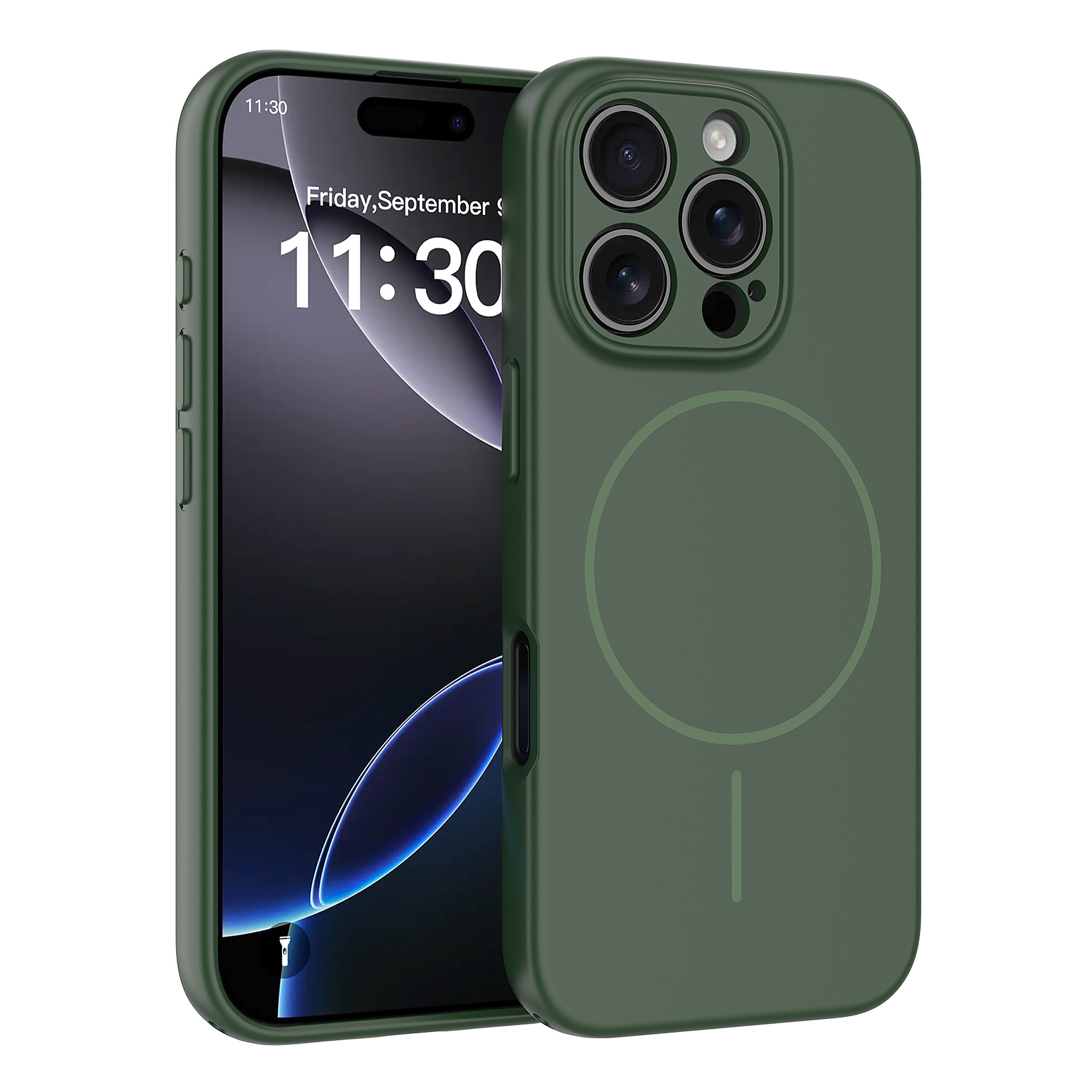 SendaFit Solid-Color Two-in-One MagSafe Case for iPhone 16 Pro - Dark Green