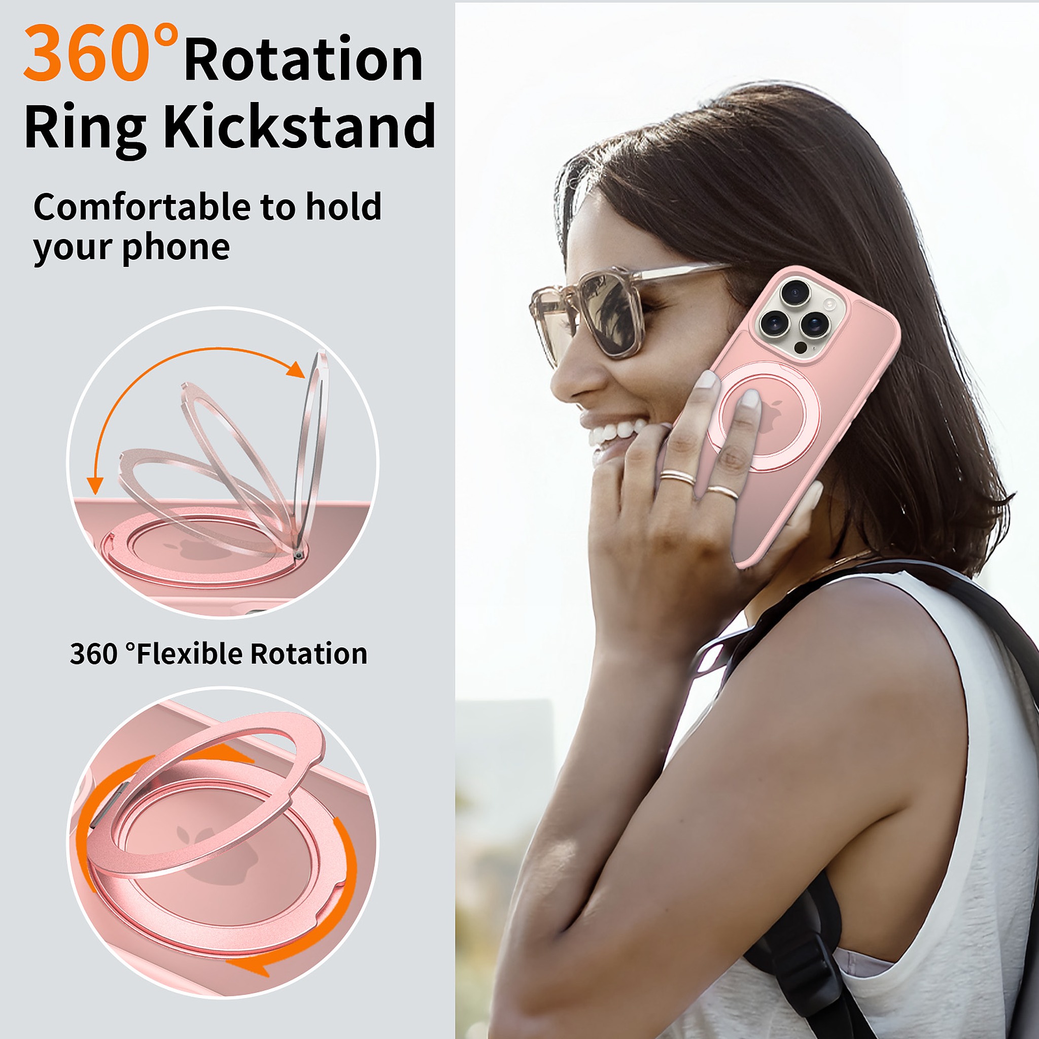 SendaFit Matte Skin-Feel 360° Stand Case for iPhone 16 Pro detail 1